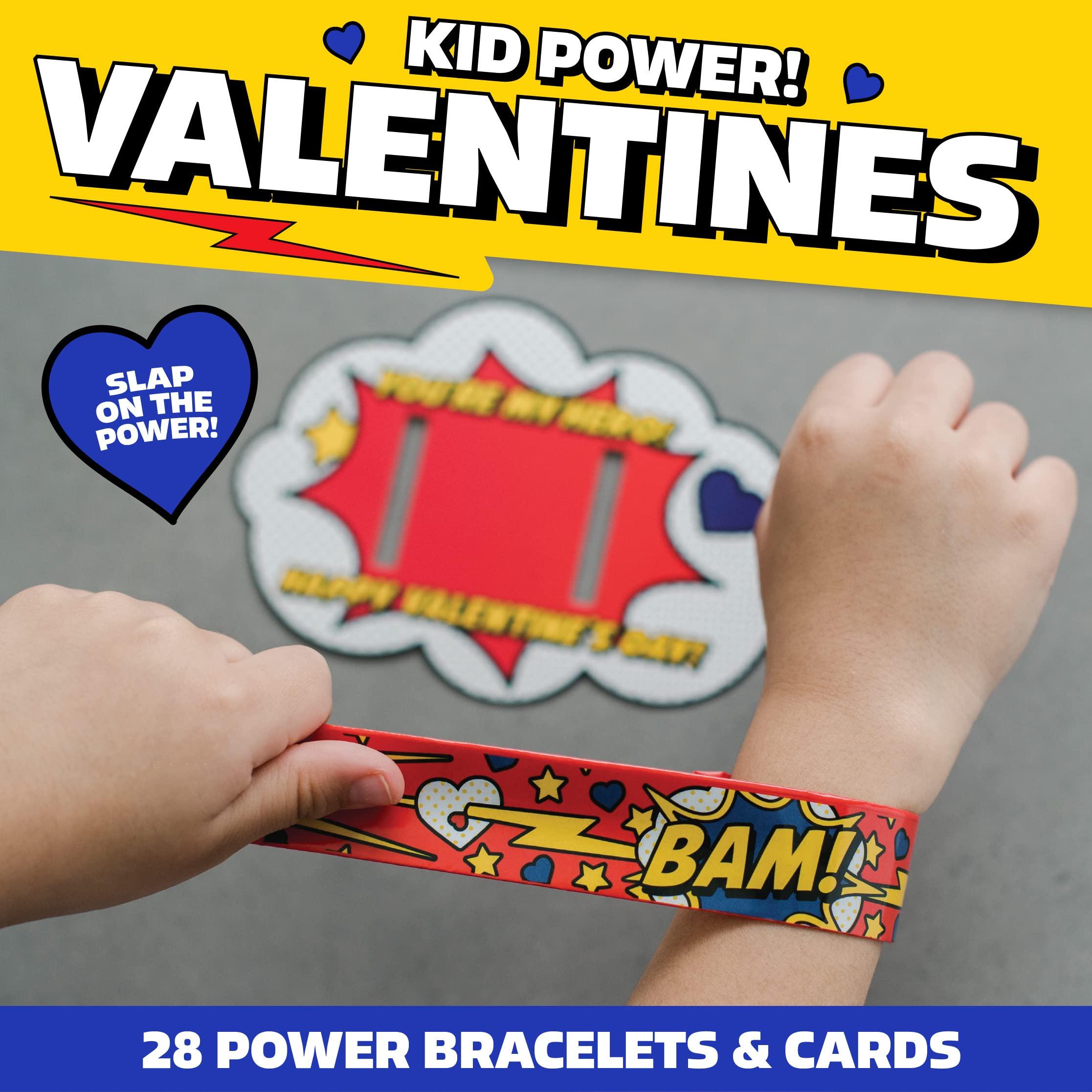 Peaceable Kingdom Peaceable Kingdom Kids Valentines Day Cards with Toys, Superhero Slap Bracelets and Silly Jokes with Charms Valentines Cards for Kids Classroom, 56 Cards with Envelopes