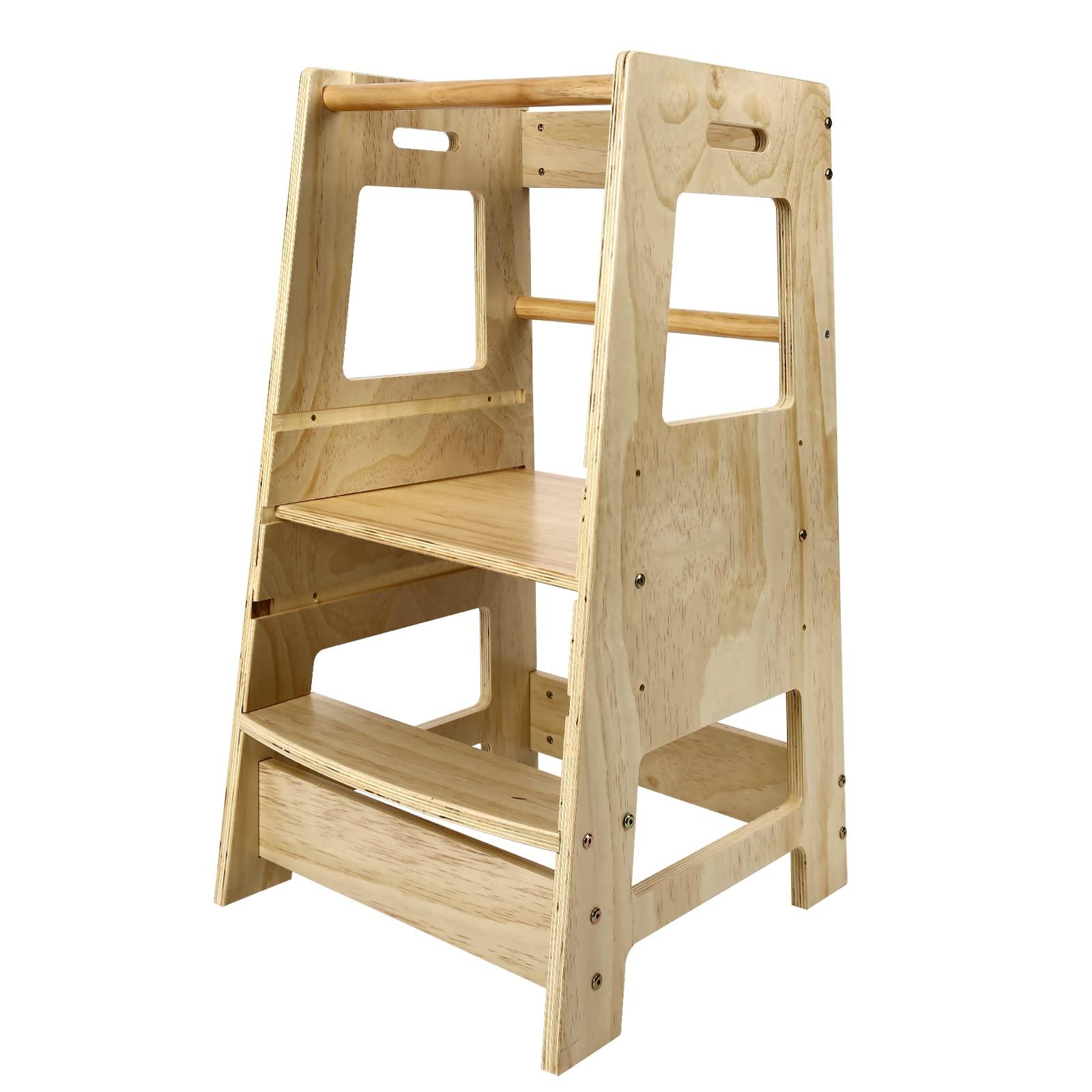 DEARYOU DEARYOU Toddler Stool Tower,Toddler Kitchen Stool, Kitchen Standing Helper Stool for Toddlers,Toddler Stool for Kitchen Counter, Learning Kitchen Tower for Toddlers, Helper Standing Tower, Natural