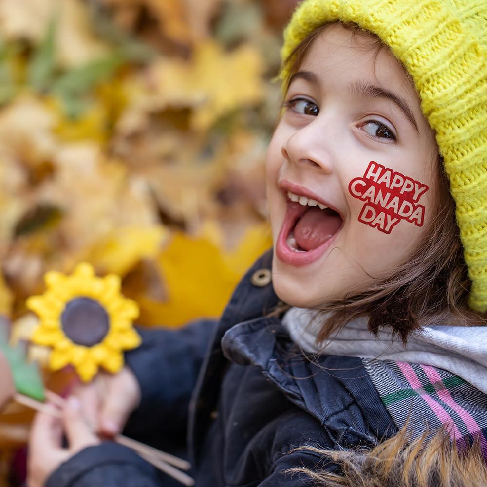 Amscan Bold & Vibrant Red & White New! Canada Day Foil Tattoos - 9.125\" x 4.125\" (Pack of 16) - Premium Quality - Perfect for Celebrating Canadian Pride