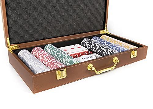 ZOOCEN ZOOCEN Poker Chips Set- 300PCS Poker Chips with Leather Case, 11.5 Gram Chips Set