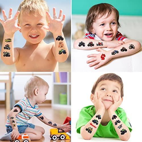 JHGKHH 20 Sheets Monster Truck Temporary Tattoos for Kids, Monster Truck Party Supplies Decorations Cool Car Fake Tattoos Sticker Monster Truck Party Favors for Kids Boys Girls Teens Party Game Gifts