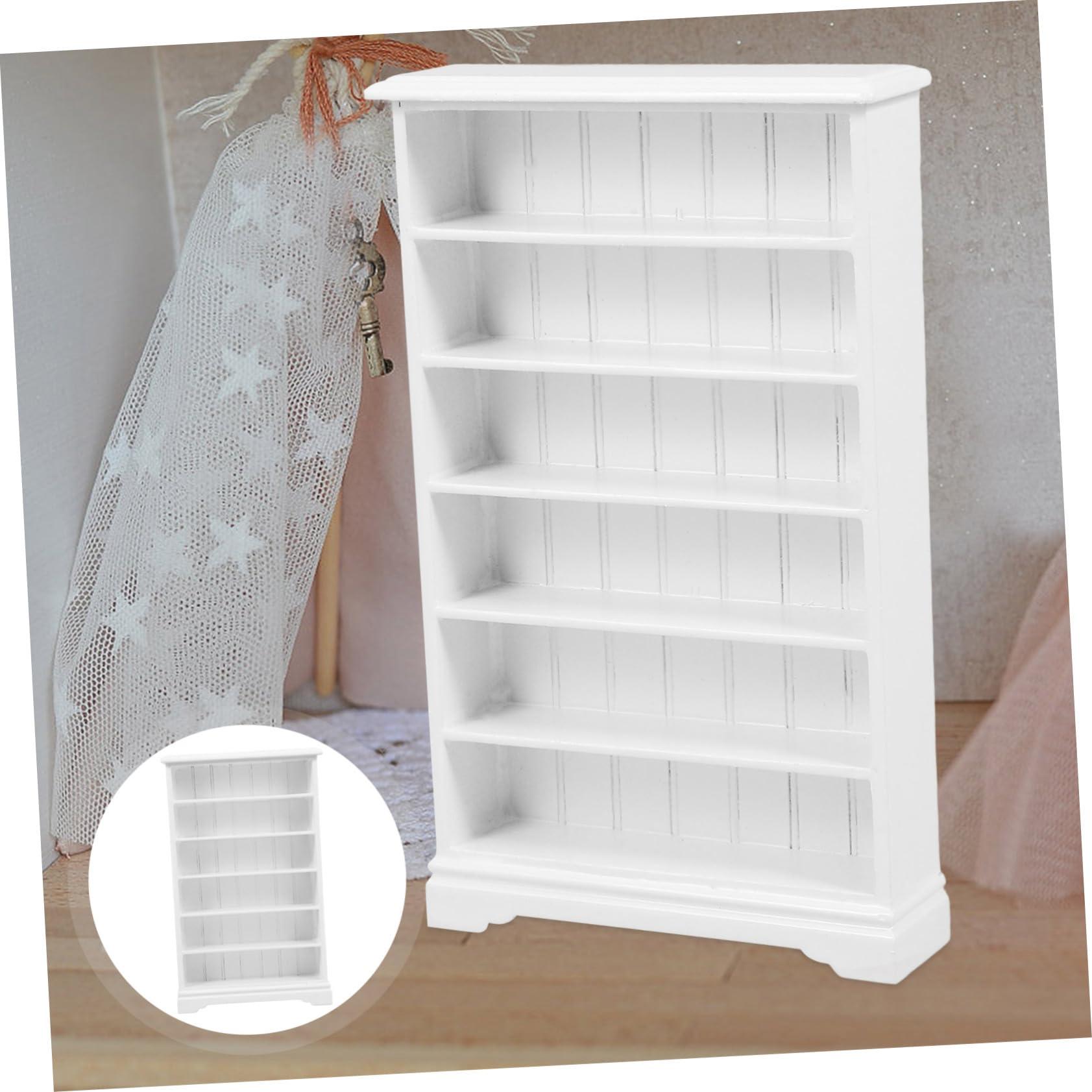 ERINGOGO ERINGOGO Wooden Dollhouse Bookshelf 6-Layer Mini Bookcase 1:12 Scale Wood Bookshelf Miniature Furniture Accessory for Dolls Library Decoration