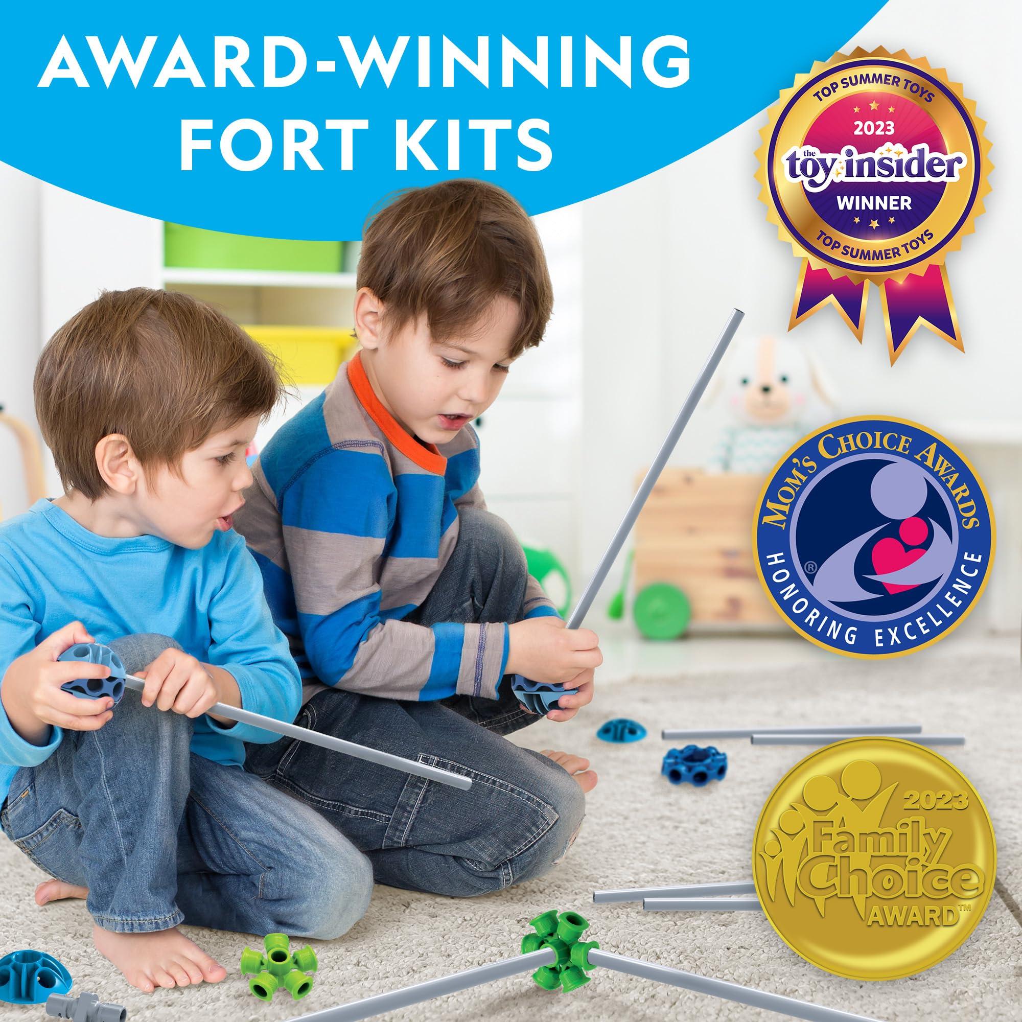 Blue Marble National Geographic Indoor Fort Building Kit - 225 Pieces for Creative Play, STEM Building Toys for Kids Ages 6-12, Blanket Fort (Amazon Exclusive)