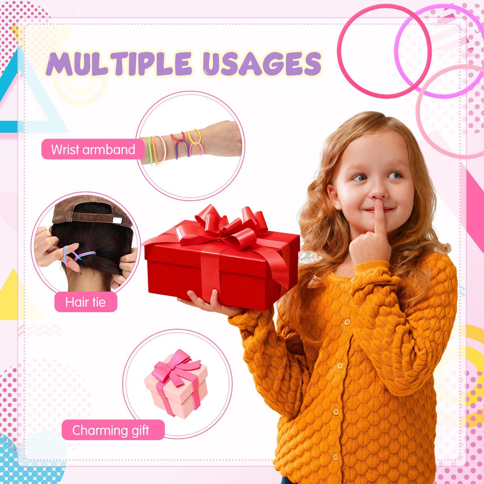 Nuenen Nuenen 1000 Pcs Silicone Jelly Bracelets 80\'s Gummy Rubber Bracelets Multicolor Non Luminous Wristbands Bulk Rainbow Neon Bracelet Silicone Hair Tie for Party Favors Halloween