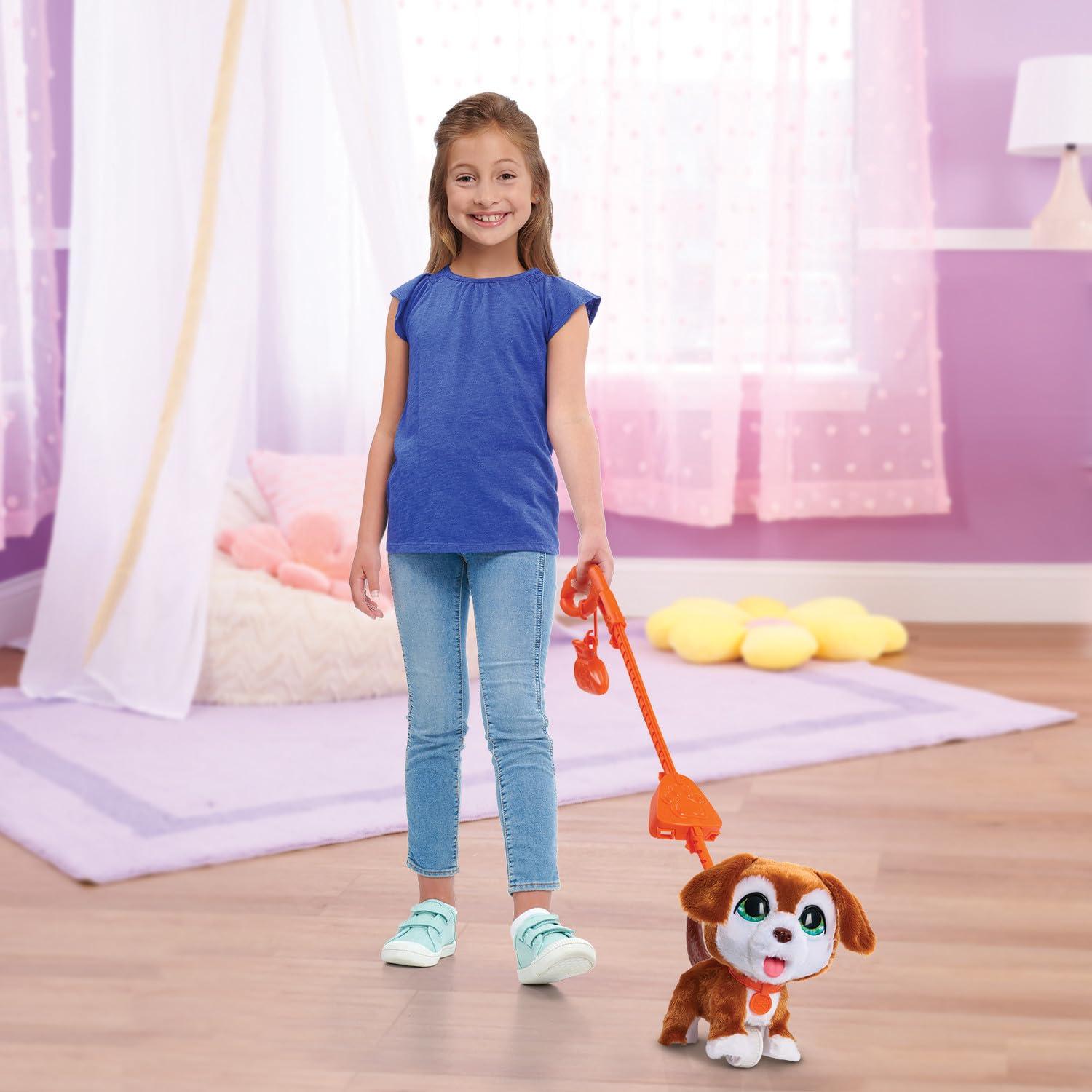 Just Play Just Play furReal Poop-A-Lots Big Wags Interactive 8-inch Walking Plush Stuffed Animal, Pooping Puppy with Leash, 14-Pieces, Kids Toys for Ages 4 Up