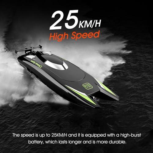 GoolRC GoolRC RC Boat, 2.4GHz Remote Control Boat 25KM/H High RC Speed Boat RC Jet Boat for Suitcase for Lakes & Pools Summer Toys for Adults Kids (Black)