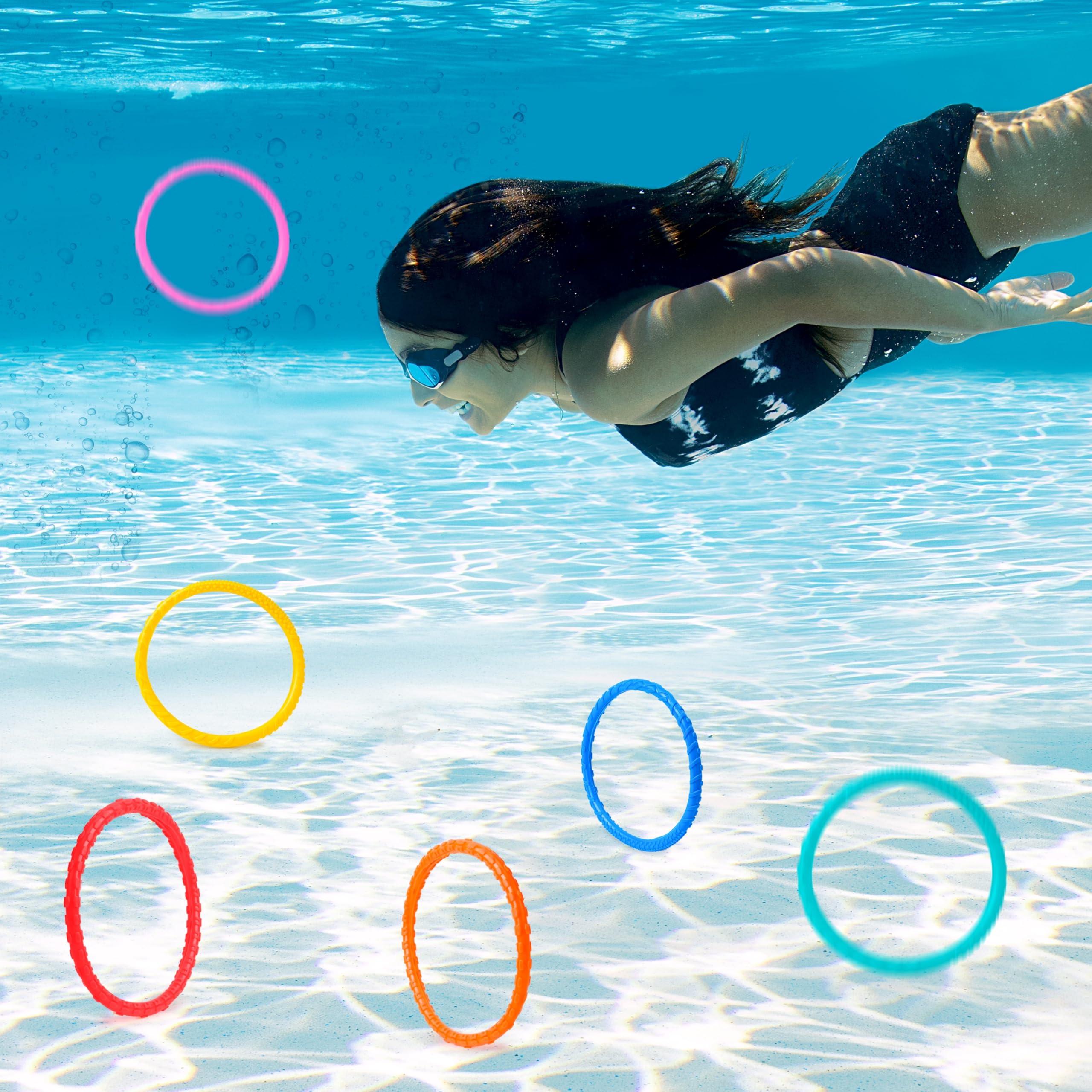 JOYIN JOYIN Dive Rings Pool Toys, 8 Pcs Colorful Pool Rings for Kids, Underwater Training Pool Diving Rings, Swimming Pool Dive Ring Toy for Kids Gifts Summer Swim Water Fun Pool Games(Diving Circles)