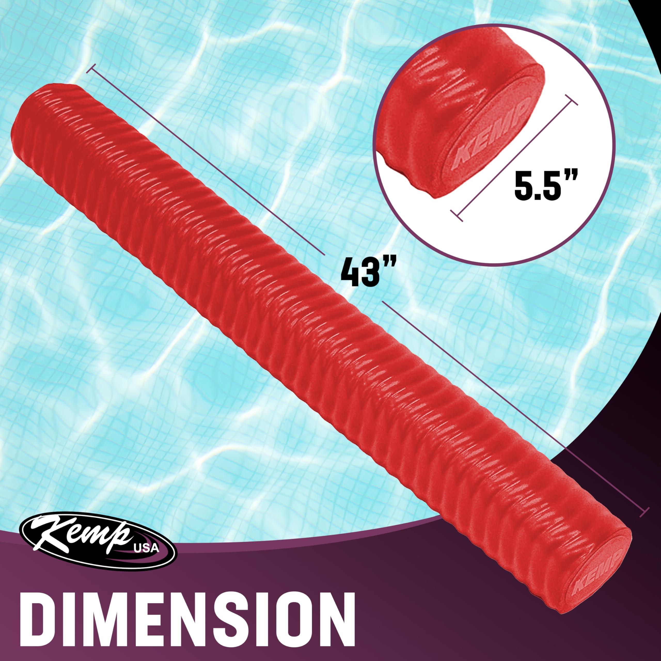 Kemp USA Kemp USA Pool Noodle - Kids & Adult Swimming Pool Floats - 3.5' UV-Resistant, Non-Slip Ribbed Texture - Comfortable Body-Conforming Foam Design Swimming Noodle (RED)