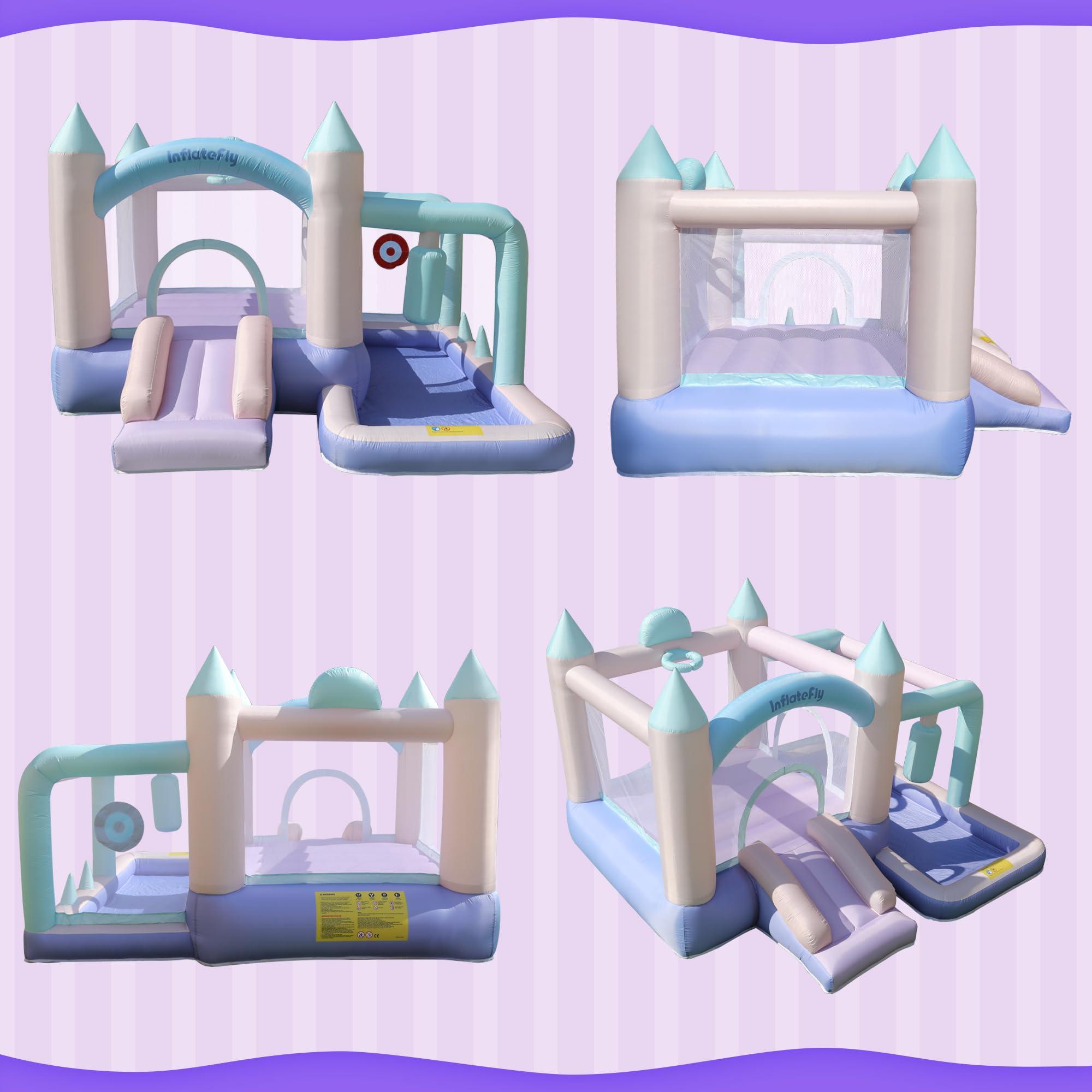 INFLATEFLY INFLATEFLY Bounce House Inflatable Slide Kids Bouncy Castle with Ball Pit,Dreamy Jumper with Air Blower for Wet and Dry