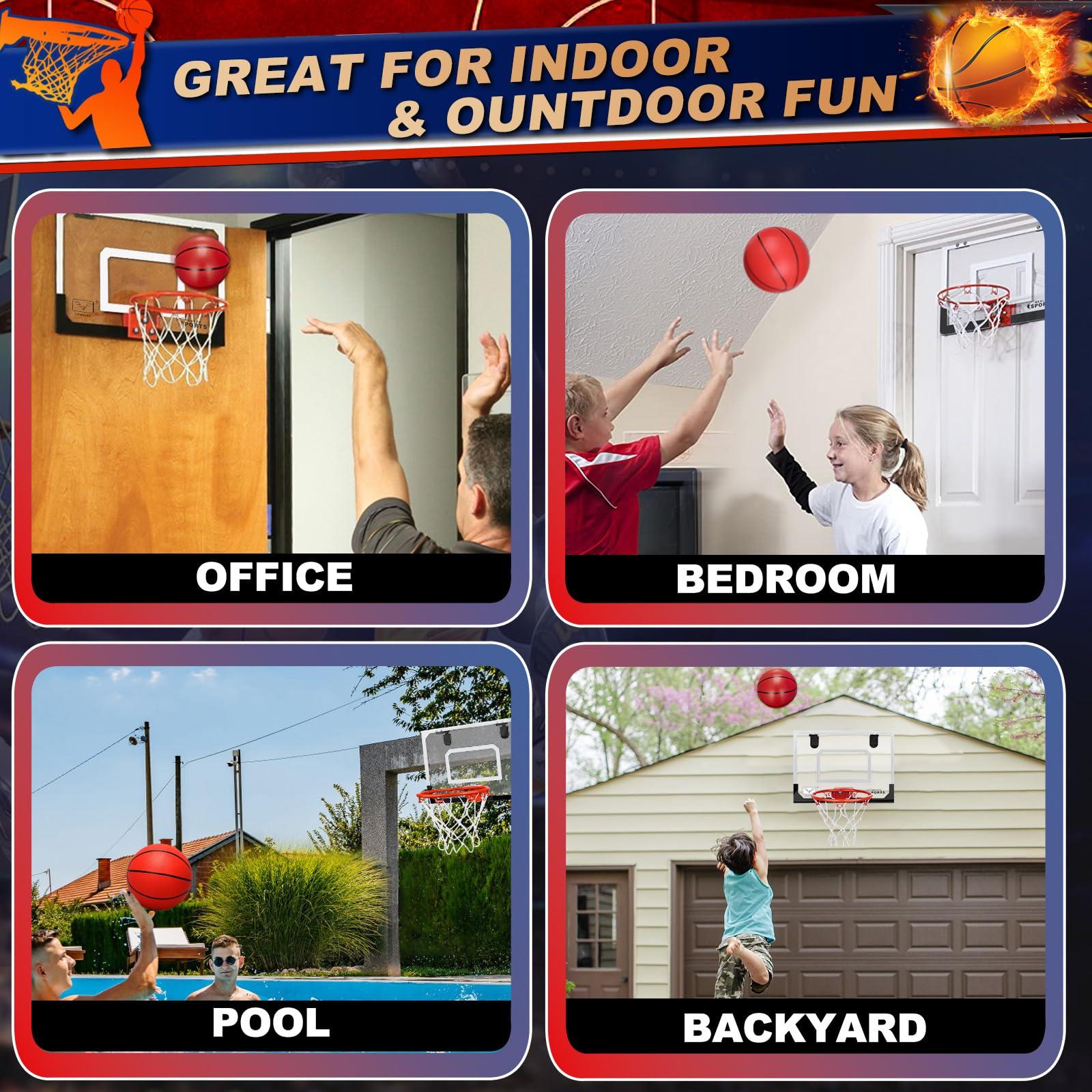 Anzmtosn Pro Mini Indoor Basketball Hoops Set for Door, Boost Wall Mount Basketball Hoop for Wall Outdoor Office, Upgrade Large 9 Inch Dunk Rim 6 Inch Balls Sport Game Ideal Gift Prize for Kids Adults