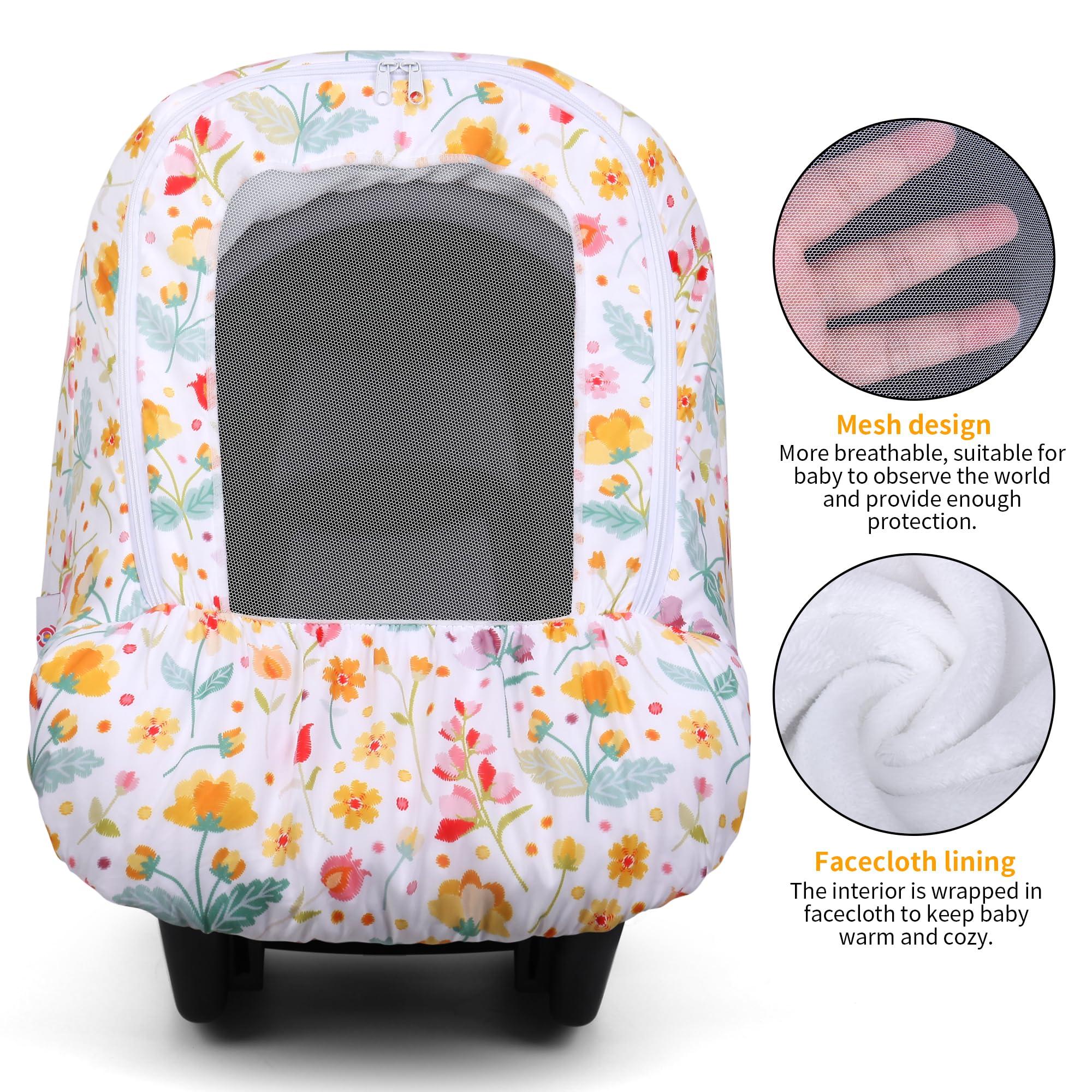 Metplus Metplus 2-in-1 Cozy Baby Car Seat Cover with Fleece Lining - Adjustable Breathable Mesh Window & Pocket, Kick-Proof - Universal Fit for Boys & Girls - Ideal for Cooler Seasons
