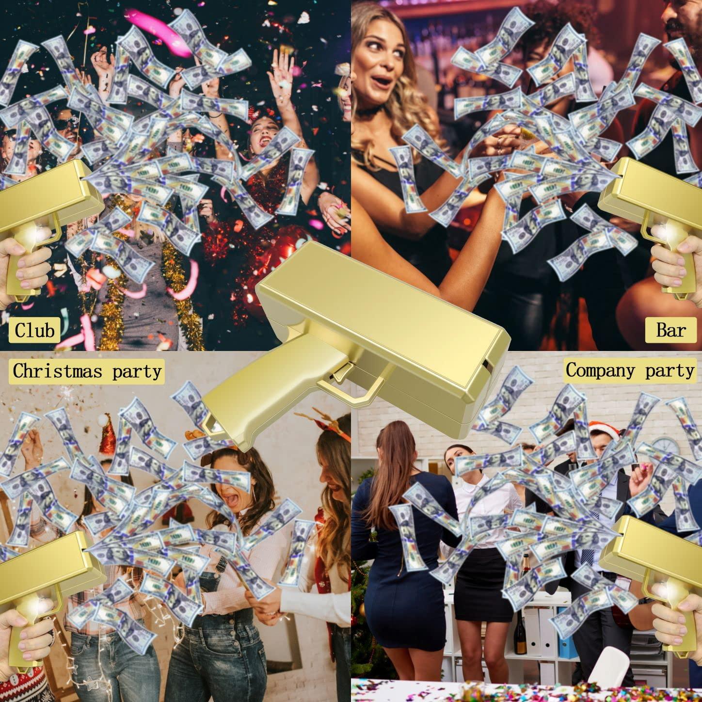 Alagoo Alagoo Super Money Guns Paper Playing Spary Gun Make it Rain Toy Gun, Handheld Cash Fake Bill Dispenser Shooter Toy(Metallic Gold)