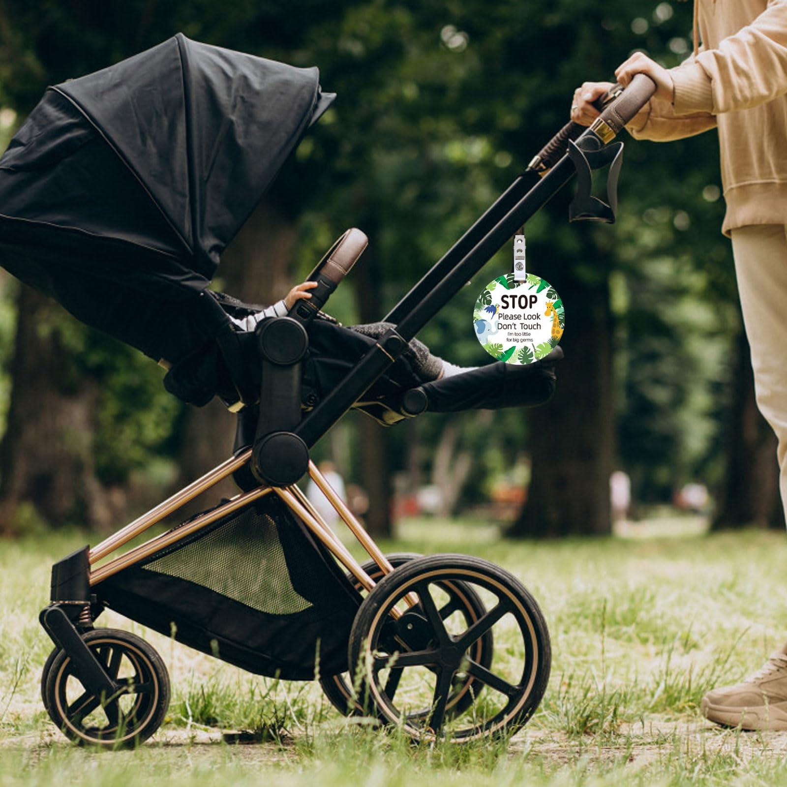 ORIGACH ORIGACH 2 Pack Animals No Touching Baby Signs, Stop Do Not Touch Baby Car Seat Sign Stroller Tags with Hanging Strap and Clip, No Touching Baby Sign for Newborn Baby Boy Girl