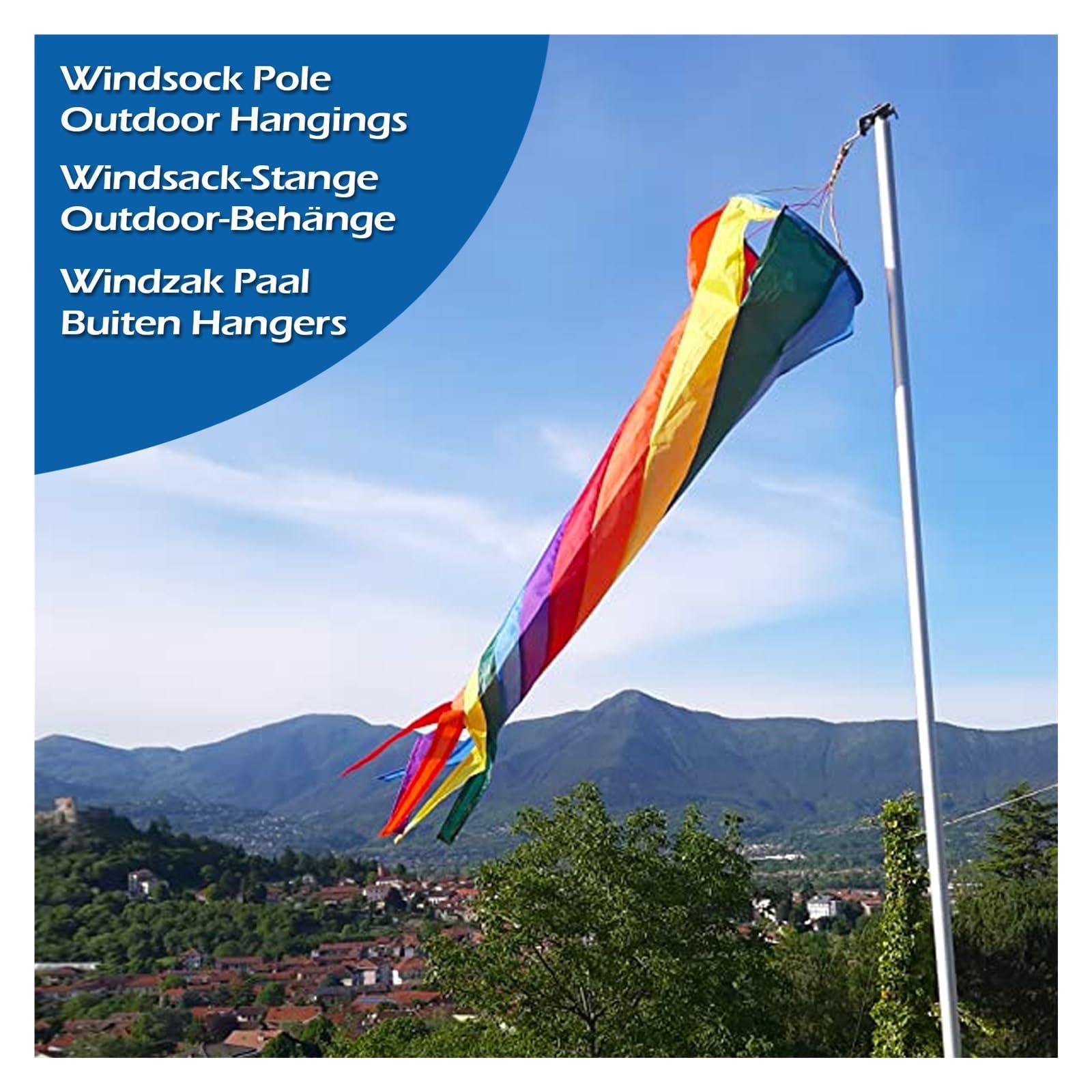 HEXEH HEXEH 90cm Windsock Kite Rainbow Spinning Turbine Windsock with Ball Bearing Swivels for Flag Poles Kite Tail Windsock Pole Outdoor
