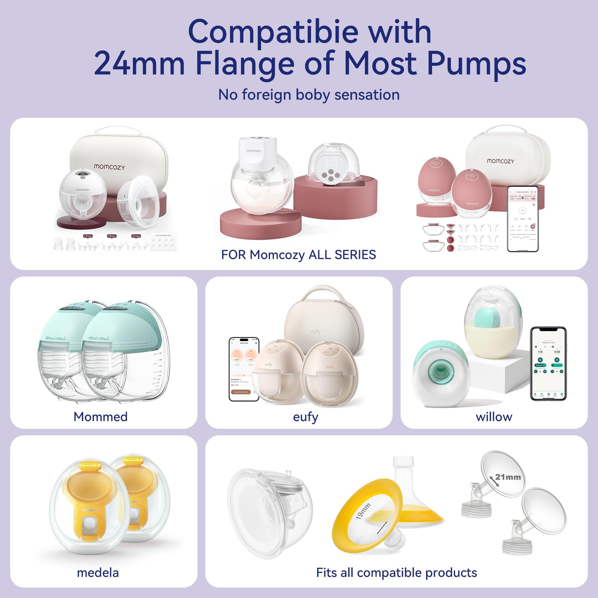 Gotocut Flange Inserts 16mm 18mm 4PCS Compatible with Spectra Elvie Medela Willow go Bellababy 24mm Flange/Shields Wearable Breast Pump, Reduce Nipple Tunnel Size, Pump Parts Replace