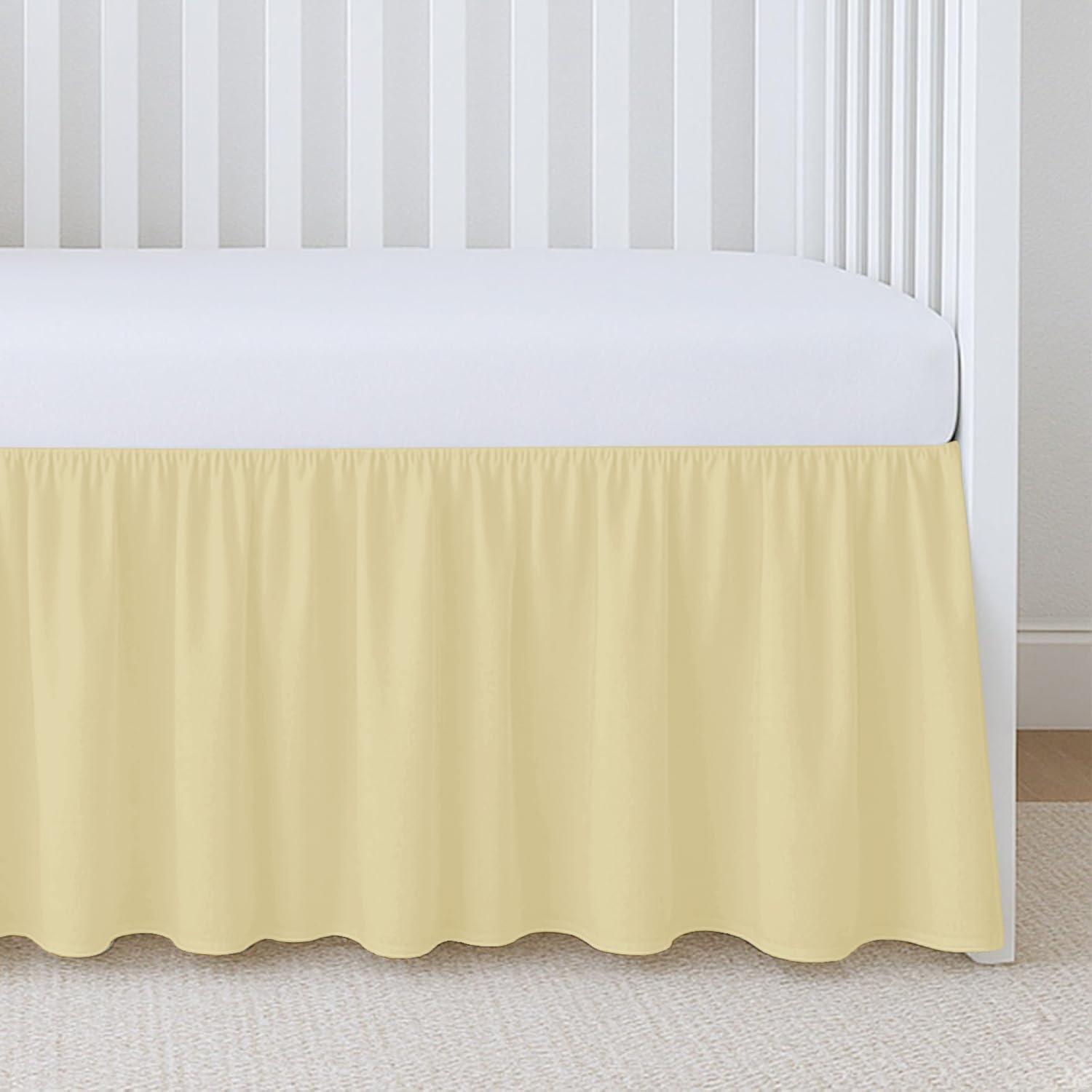 Silentnight 100% Egyptian Cotton, Nursery Crib Toddler (28" x 52" x 14") 800 Thread Count Crib Skirt Dust Ruffle, Bedding Skirts for Baby Boys or Girls, 14" Drop, Ivory Solid
