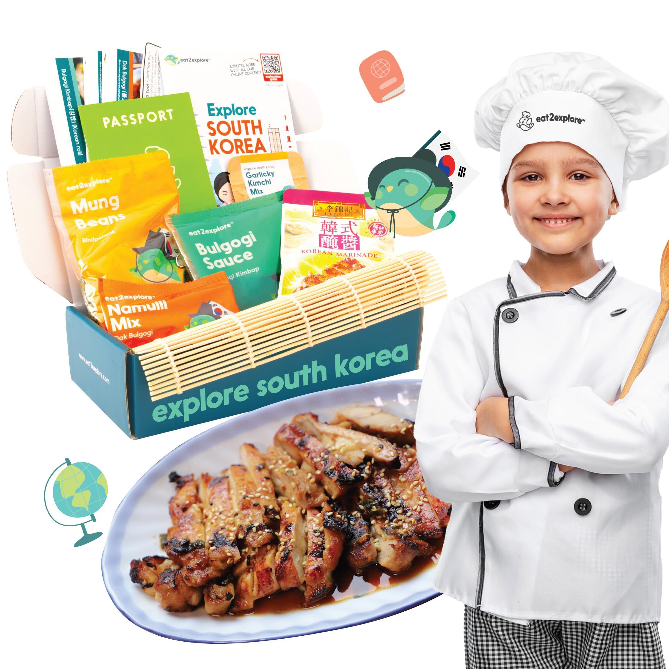 eat2explore eat2explore Cooking Kits for Kids - Interactive & Educational Real Kids Cooking Kit with 3 Recipe Cards, Key Ingredients & Cooking Tools - Ideal Idea for Kids who Love to Cook(South Korea Edition)