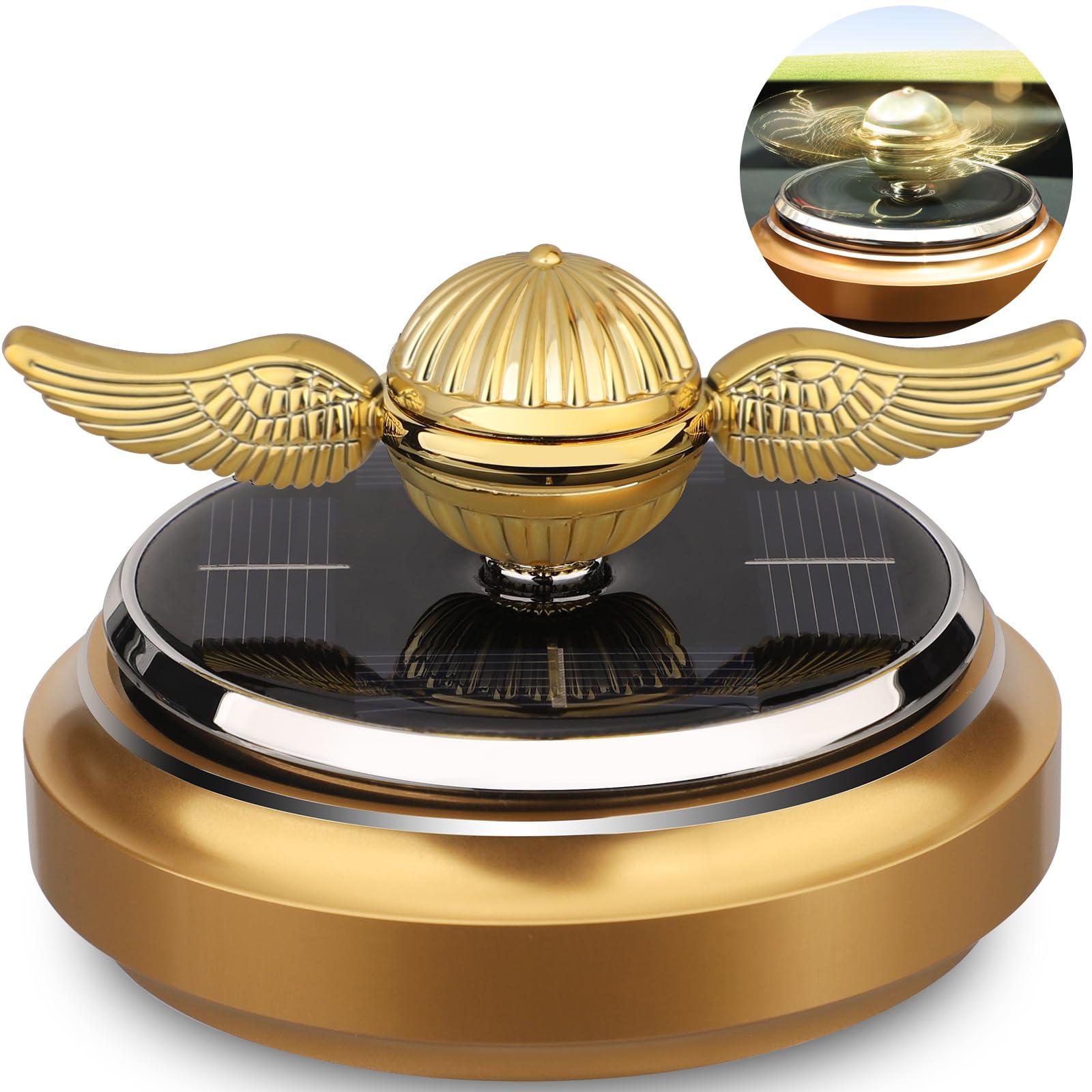 Mechaniker Golden Fidget Spinner Solar Energy Toy, Car Air Freshener Dashboard Decoration Powered by Sunshine, Cool Science Kit Spinning Ball Toy with Solar Panels, Premium Gift for Boyfriend Men Women