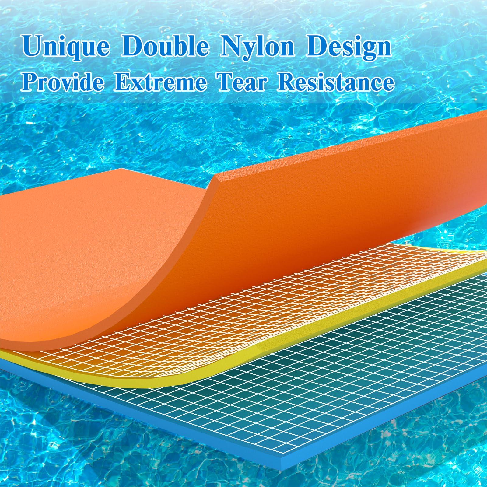 Winfire Winfire 6'/9'/12' Floating Water Mat, Foam Water Floating Pad, Tear-Resistant XPE Foam, Lily Pad for Water Recreation Pool, Beach, Ocean, Lake, Suitable for Multiple Users, Blue&Orange (6 * 4ft)