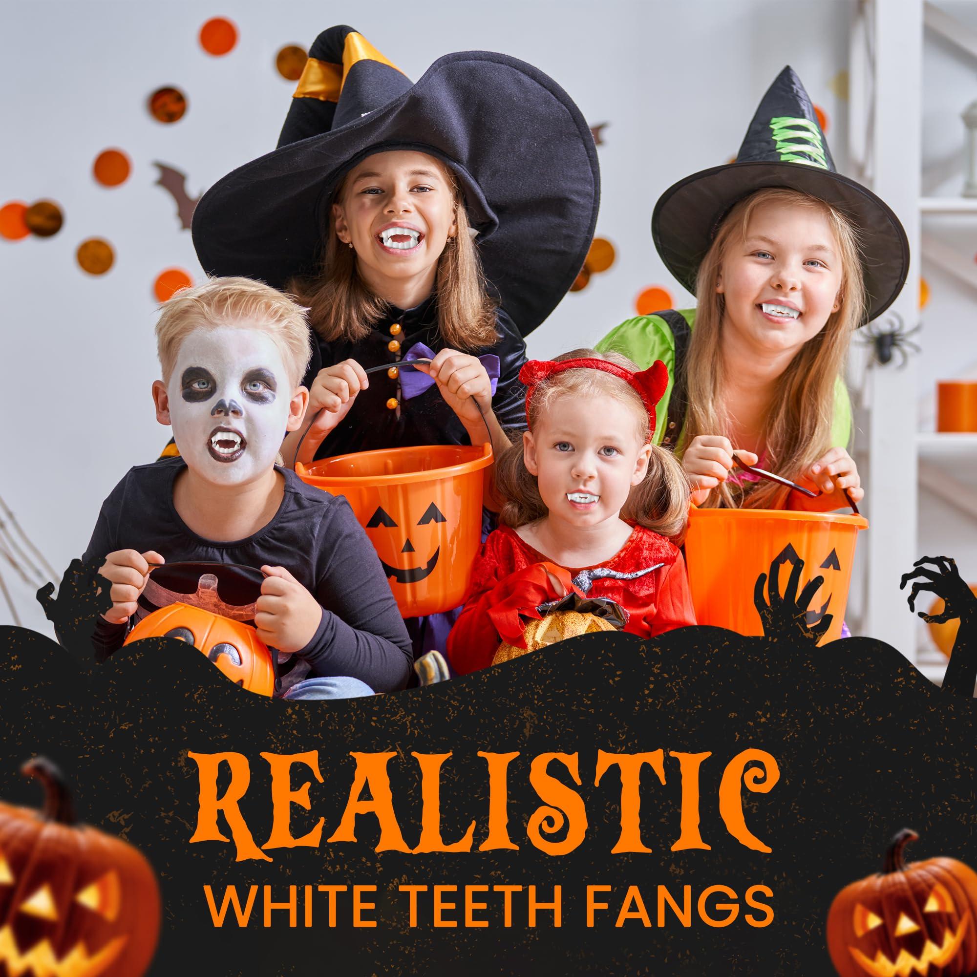 Srenta Srenta 144 Pack Vampire Teeth Kids Size - White Fake Vampire Teeth for Kids, Vampire Fangs for Kids Costume, Dress-Up, Pretend Play, Halloween Teeth for Halloween Party Favors