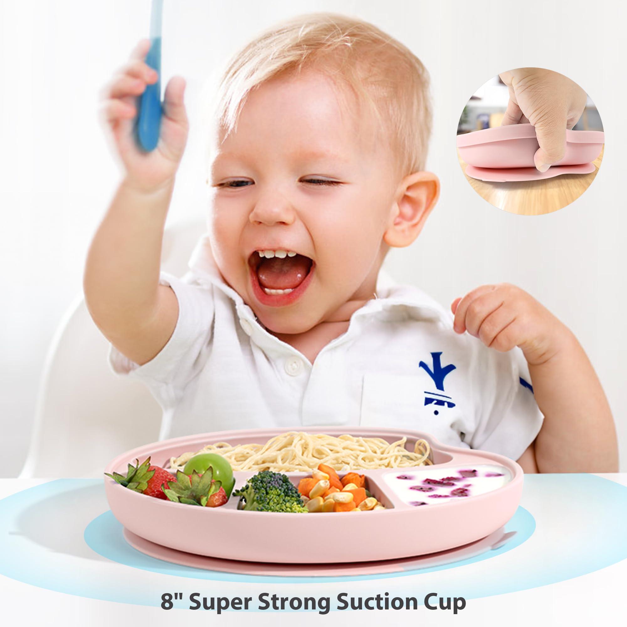 Li & Zhao Li&Zhao Baby Bowls with Suction - Suction Plates for Toddlers Toddler Plate Baby Plate Divided Design Kids Plates Baby Suction Plate with Lids Microwave & Dishwasher