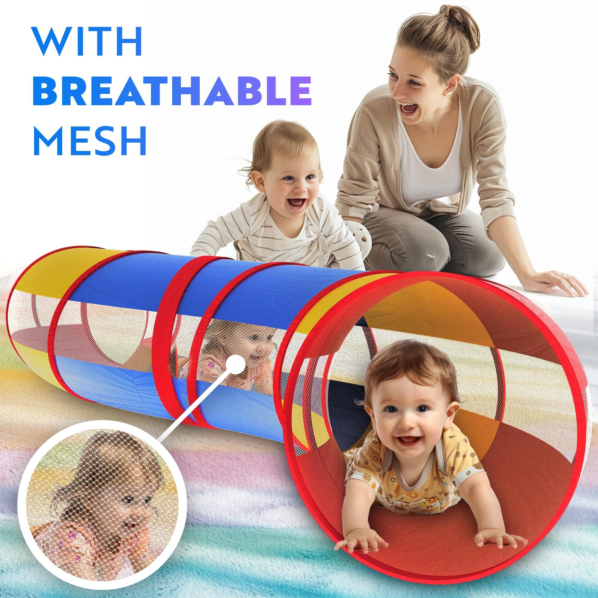 Playz Playz Extra-Large Play Tunnel for Toddlers 1-3 Years Pop-Up Baby Crawl Tube, Sensory Activity, Indoor & Outdoor Kids Toy, Collapsible for Easy Storage