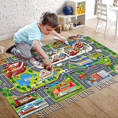 Oriate Oriate Kids Toy Dream Mat Monster Truck Activity Playmat, Multi Color Parent-Child Interaction Game Rug, Ideal Children\'s Educational Floor Mats for Monster Cars Construction Truck Toys 552-M