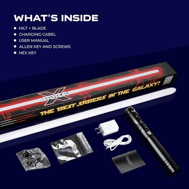 SaberX First Steps Lightsaber by SaberX: Duel-Ready, Color-Changing, 50w LED, Sound Effects, Aircraft Aluminum, Polycarbonate Blade, Ergonomic Handle, Ideal for Beginners & Enthusiasts, 92cm Xenopixel-Silver