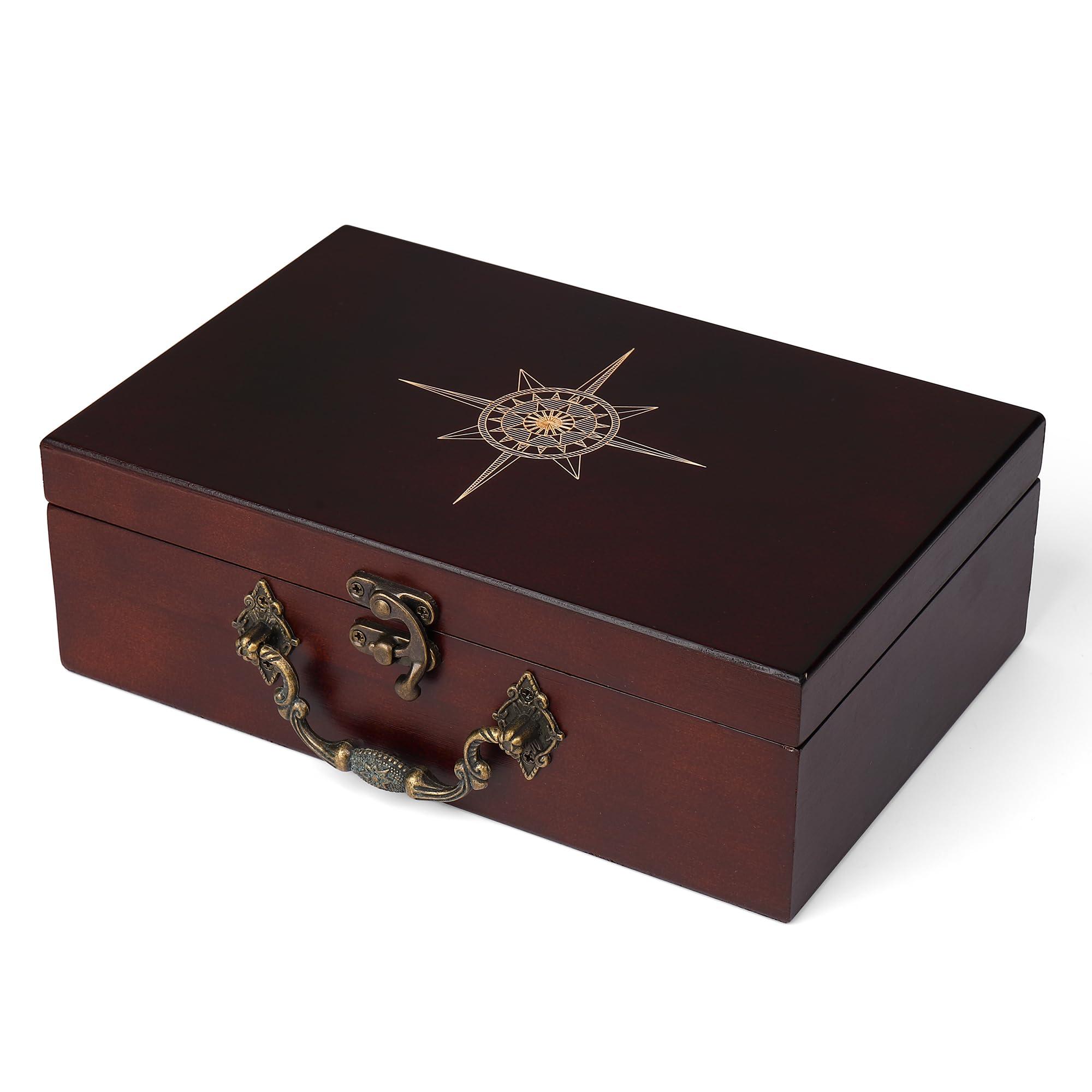 STERLING STERLING Games 12 Number Shut The Box Wooden Box Travel Case Nautical Theme Family Dice Game for Kids and Adults