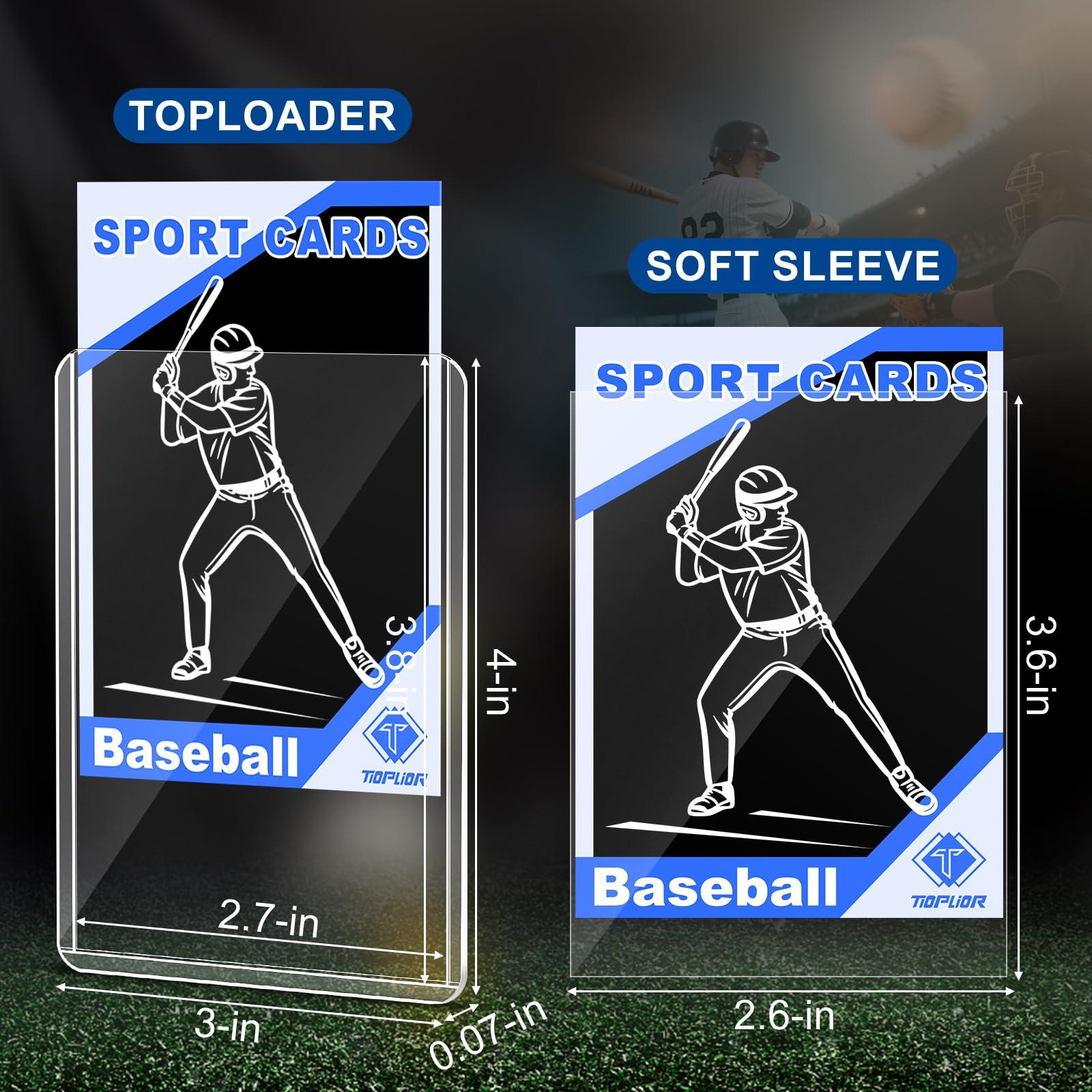 TiopLior 1000 Card Sleeves Hard Sleeves for Cards, 3\"x4\" Baseball Card Protectors Hard Plastic, 35pt Card Holders for Baseball Cards, Football Cards (500 Hard Sleeves + 500 Clear Sleeves)