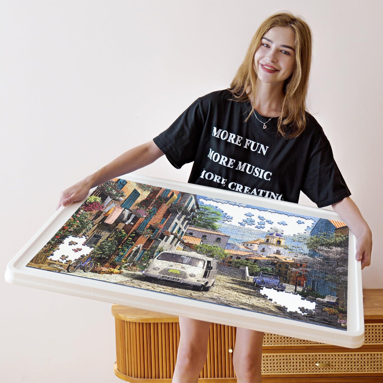 Playboda Playboda 1500 Pieces Rotating Plastic Puzzle Board with Drawers and Cover, 35"x27" Portable Spinning Jigsaw Puzzle Table for Adults, Upgraded Lazy Susan, Ideal Gift for Mum