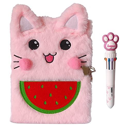 Luolizon Luolizon Cat Diary for Girls with Lock and 2 Keys,Kids Journal Notebook Gift Set with Multicolored Pen, 80 Sweet Heart Lined Sheets