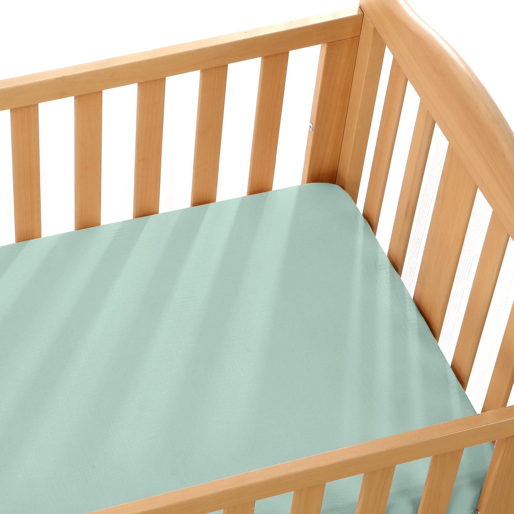 POIKSHARK Fitted Crib Sheet, 100% Organic Cotton Crib Sheet for Standard Crib and Toddler Mattresses 28"x 52", Soft and Breathable