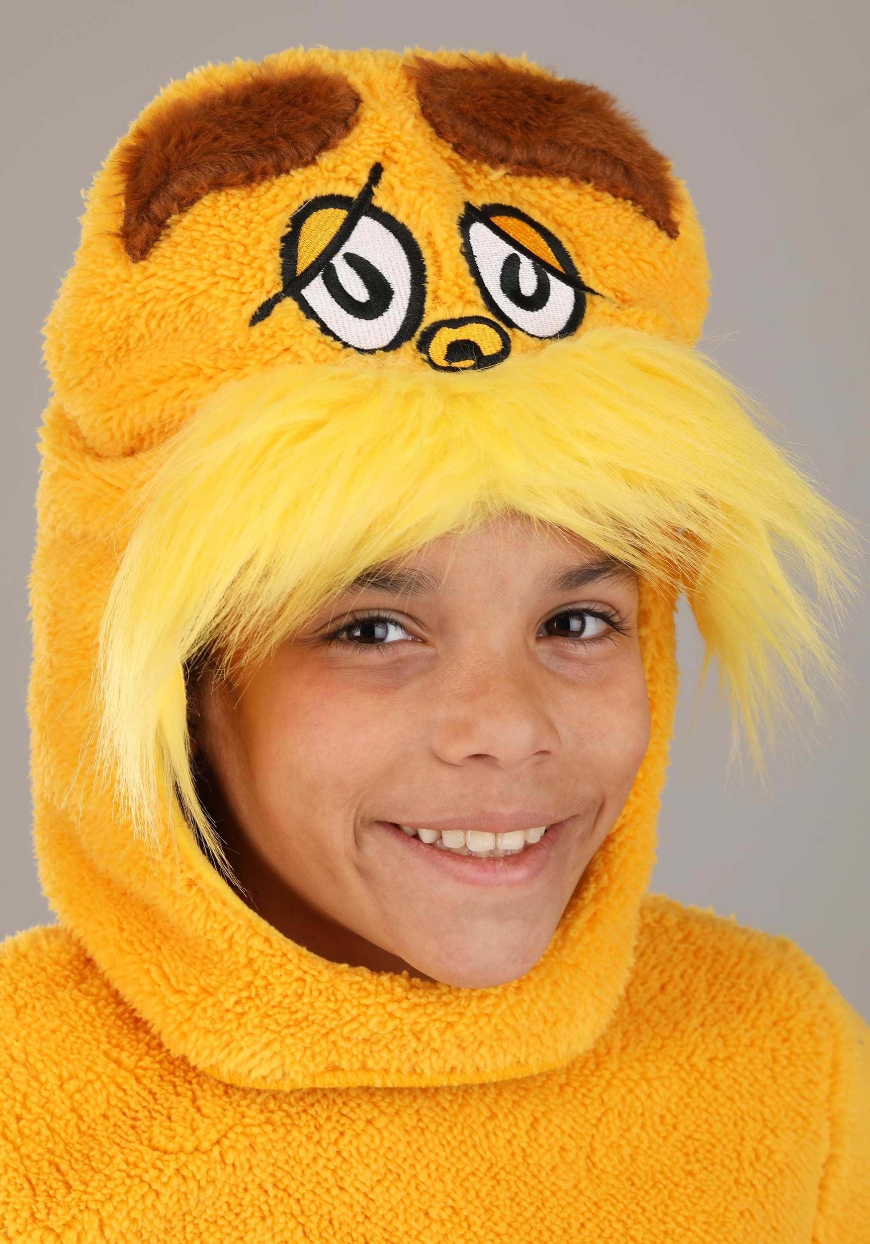 Fun Costumes Fun Costumes Child Dr. Seuss The Lorax Costume - Size -Deluxe Jumpsuit with Plush Hood, Hand Covers, and Foot Polyester Microfiber Fleece Officially Licensed Large