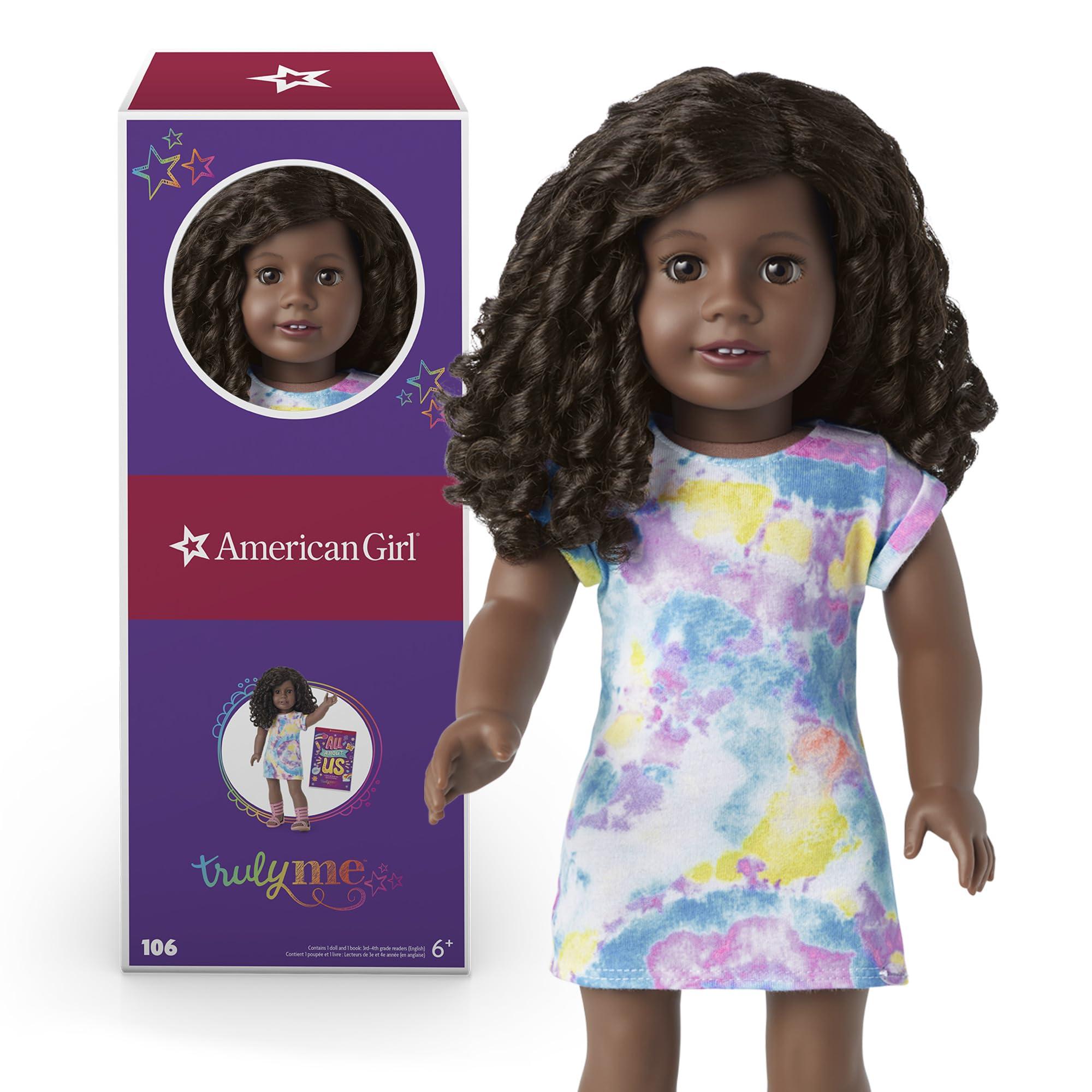 American Girl American Girl Truly Me 18-inch Doll #106 with Brown Eyes, Black-Brown Hair, Very Deep Skin, T-shirt Dress, For Ages 6+