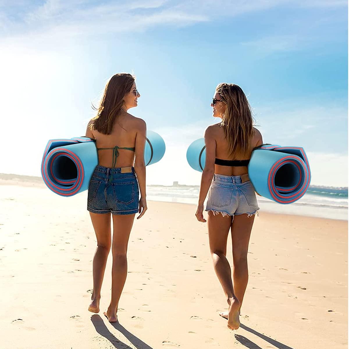 OUTROAD OUTDOOR CAMPING GARDEN PATIO Outroad 6FT Floating Water Pad Mat, 3 Layers XPE Foam Lily Pad for Beach, Ocean, Lake, Roll-Up Floating Island for Water Recreation and Relaxing, Blue