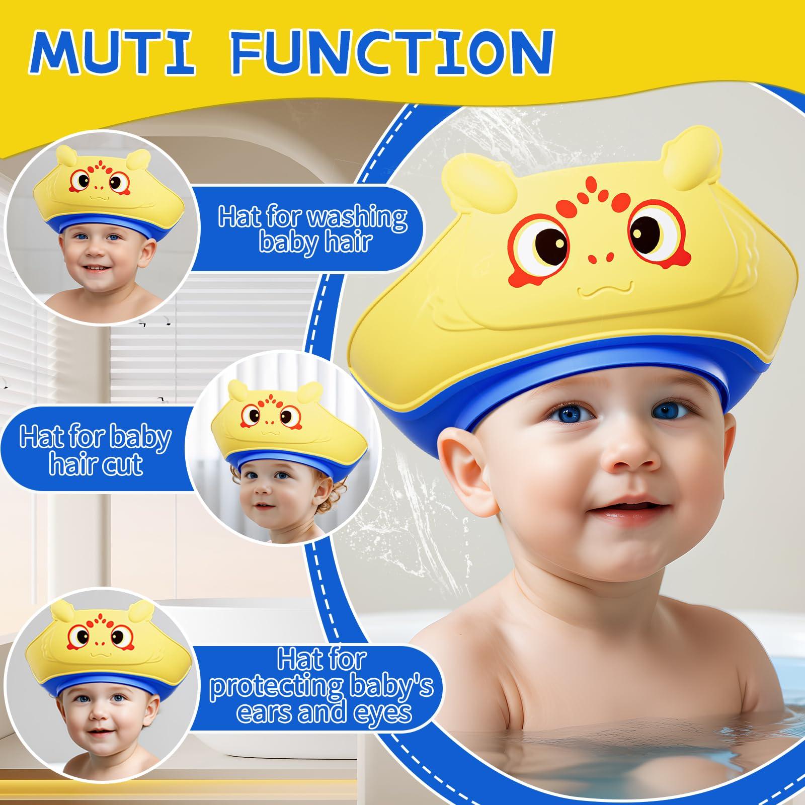 Lonlown Baby Shower Cap for Kids,Adjustable Bath Visor for Toddler Shower Cap for 1-10 Years Old Kids,Soft Baby Bath Visor Protector Eye Ear,Washing Hair Fun