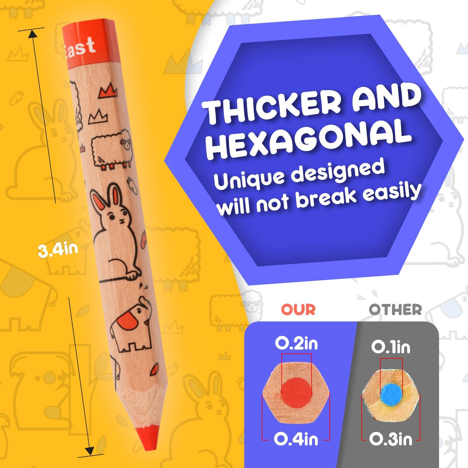 ThEast ThEast 12 Short Colored Pencils for Kids, Valentines Day Gifts for Kids, Cute Animal Toddlers Color Pencils with Sharpener, Preschool Party Favors, Pre-Sharpened(Pack of 1)