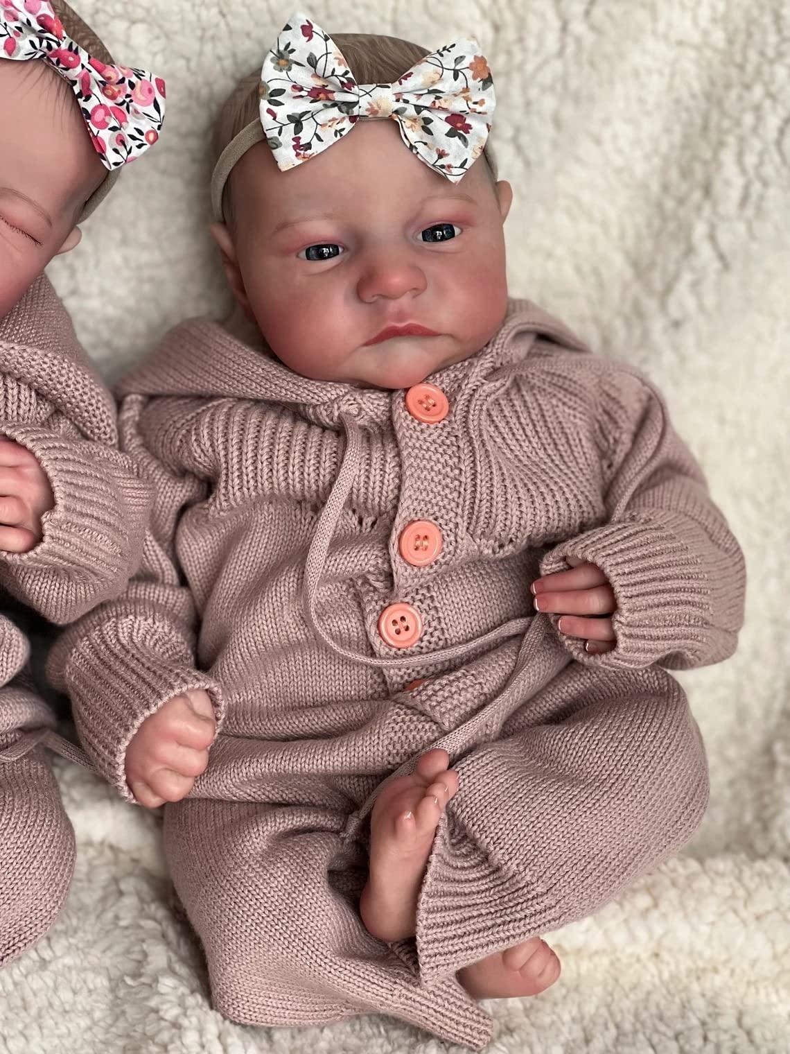 iCradle iCradle Reborn Baby Dolls Twins 19 Inch Newborn Baby Dolls Silicone Doll Boy and Girl Toy Accessories Gift for Collection & Kids Age 3+