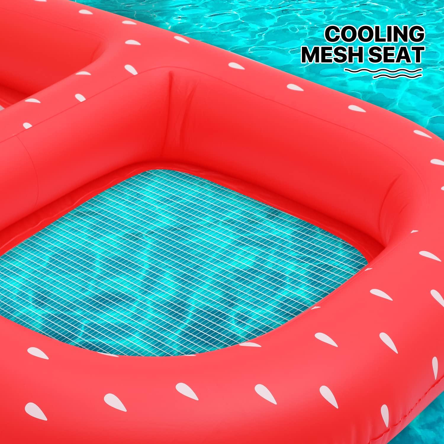 MoNiBloom MoNiBloom Pool Float for Adult Inflatable Giant Floaties Strawberry Lake Rafts Fruit Swimming Floaty Summer Beach Ride-ons