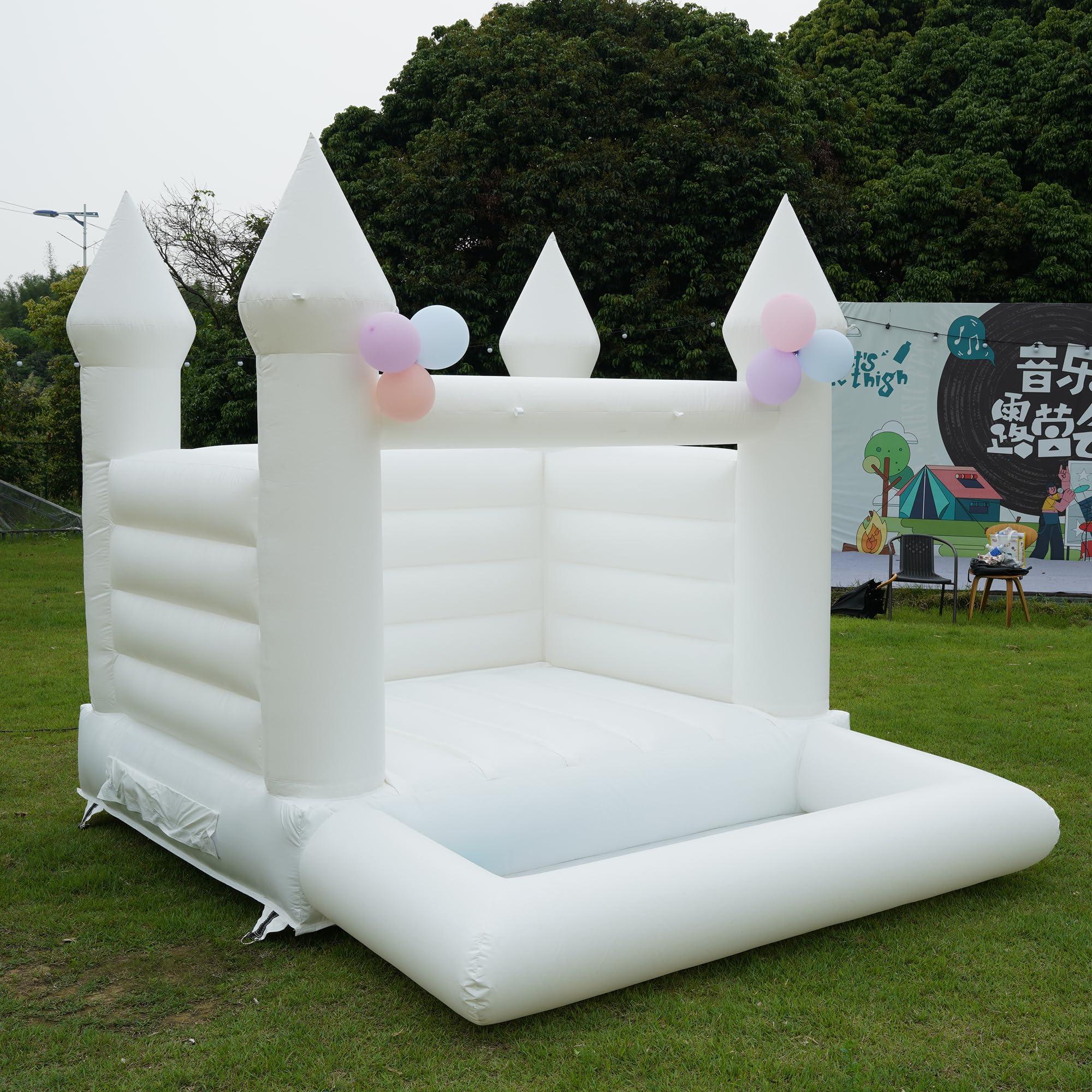 Blatesic Blatesic White Bounce House with Ball Pit for Kids,Inflatable White Bounce House with Blower for Yard, Bounce House for Wedding, Birthday, Baby Shower Business Photography(13x10x10FT)