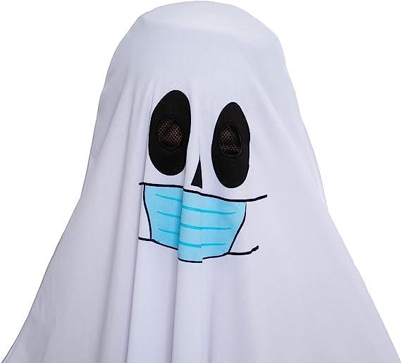 Spooktacular Creations Spooktacular Creations Halloween Child Friendly Ghost Costume with Pumpkin Bucket, Halloween Spooky Cloak Cape horror masks for Unisex Kids (Small (5-7yr))