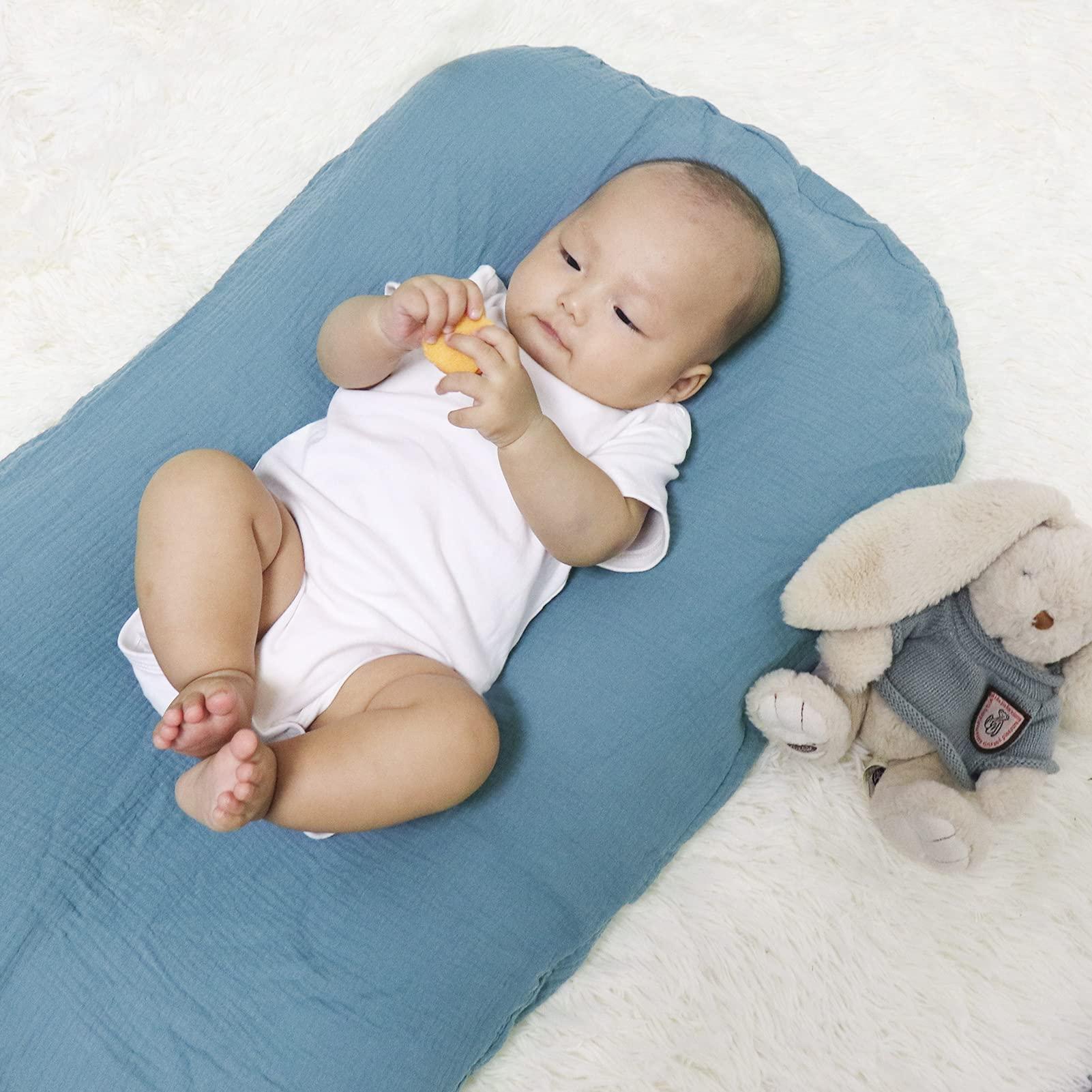 Hooyax Hooyax Muslin Lounger Cover for Baby and Toddler, Baby Lounger Cover & Toddler Lounger Cover for Boys Girls, 37 x 21 & 31.5 x 21 Inch, Blue