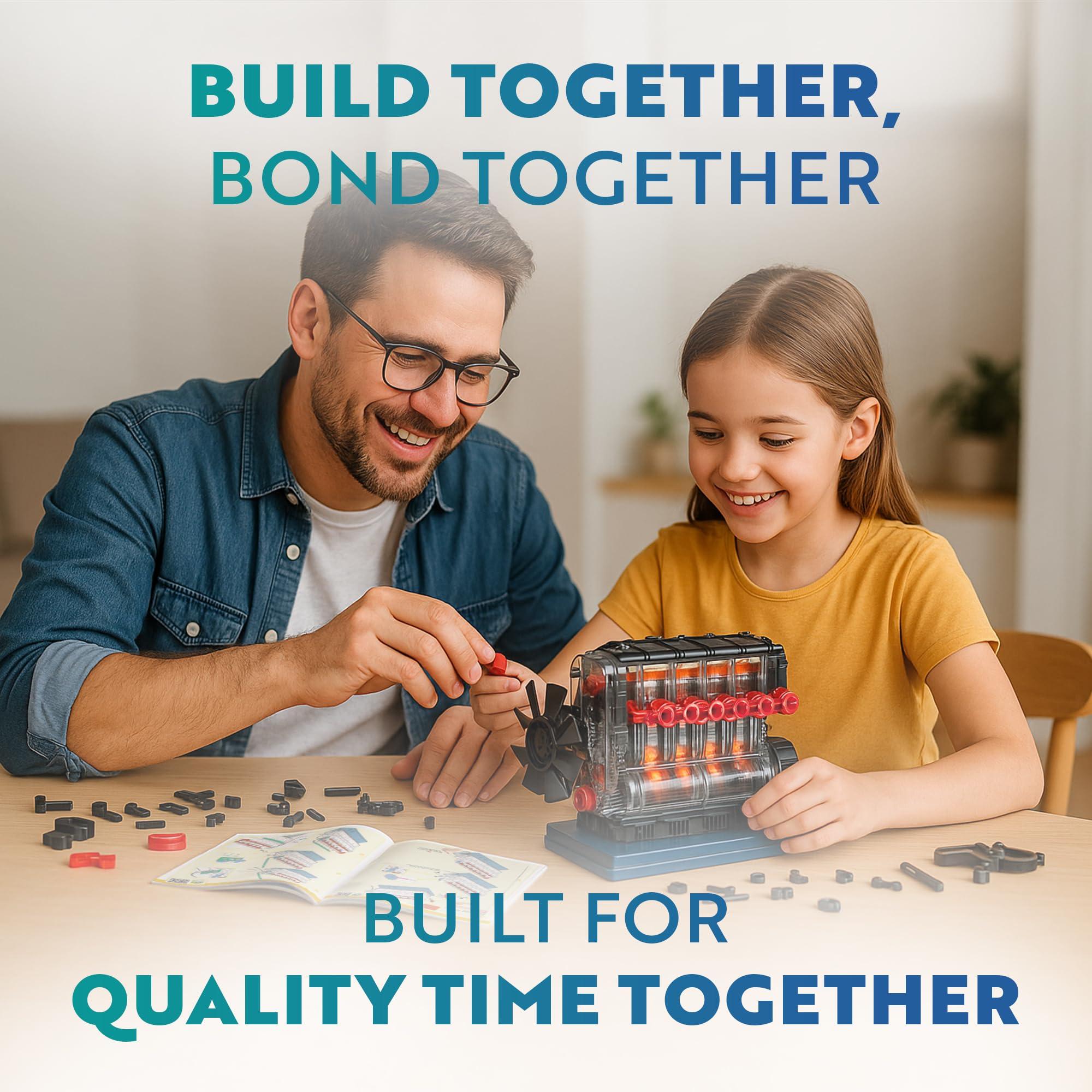 Playz Playz Inline 6 Engine Model Kit - Build Your Own STEM Inline 6 Small Engine That Runs Kit for Adults & Kids Age 10-12+, Visible Inline 6 Mini Engine Kit That Works for Adult w/ 230 STEM Parts