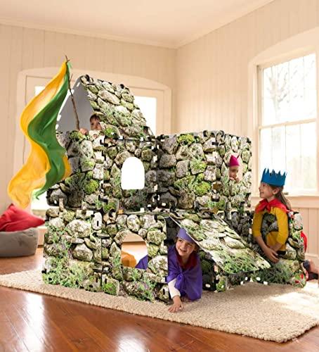 HearthSong 16 Panel Cabin Style Fantasy Forts Indoor Fort Building Kit for  Kids 4 and up