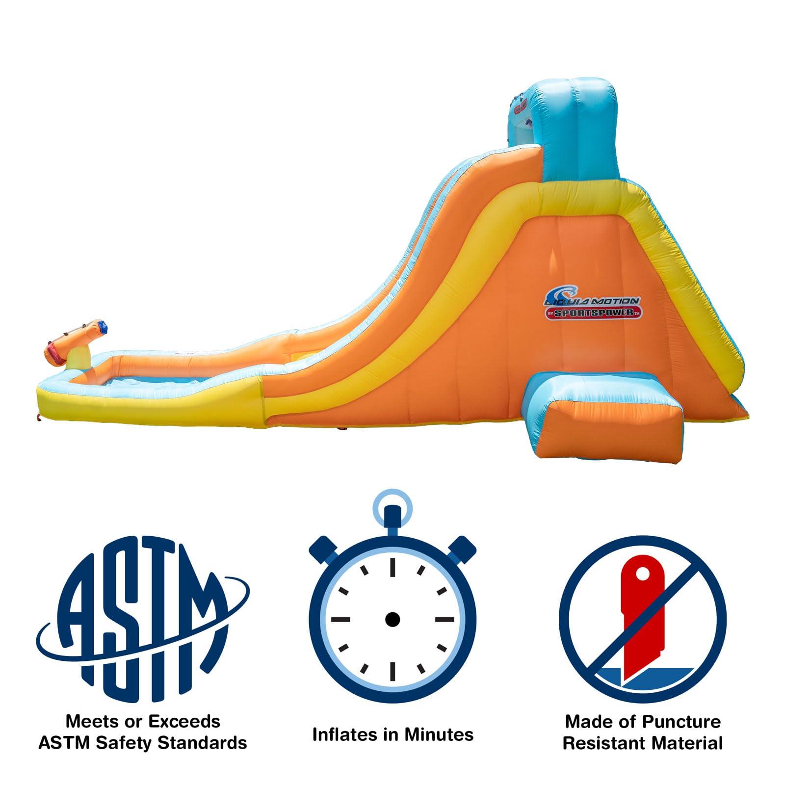 Sportspower Sportspower My First Inflatable Water Slide - Heavy-Duty Outdoor Slide with Water Cannon and Splash Pool with Blower, 186\" L x 80.4\" W x 84\" H