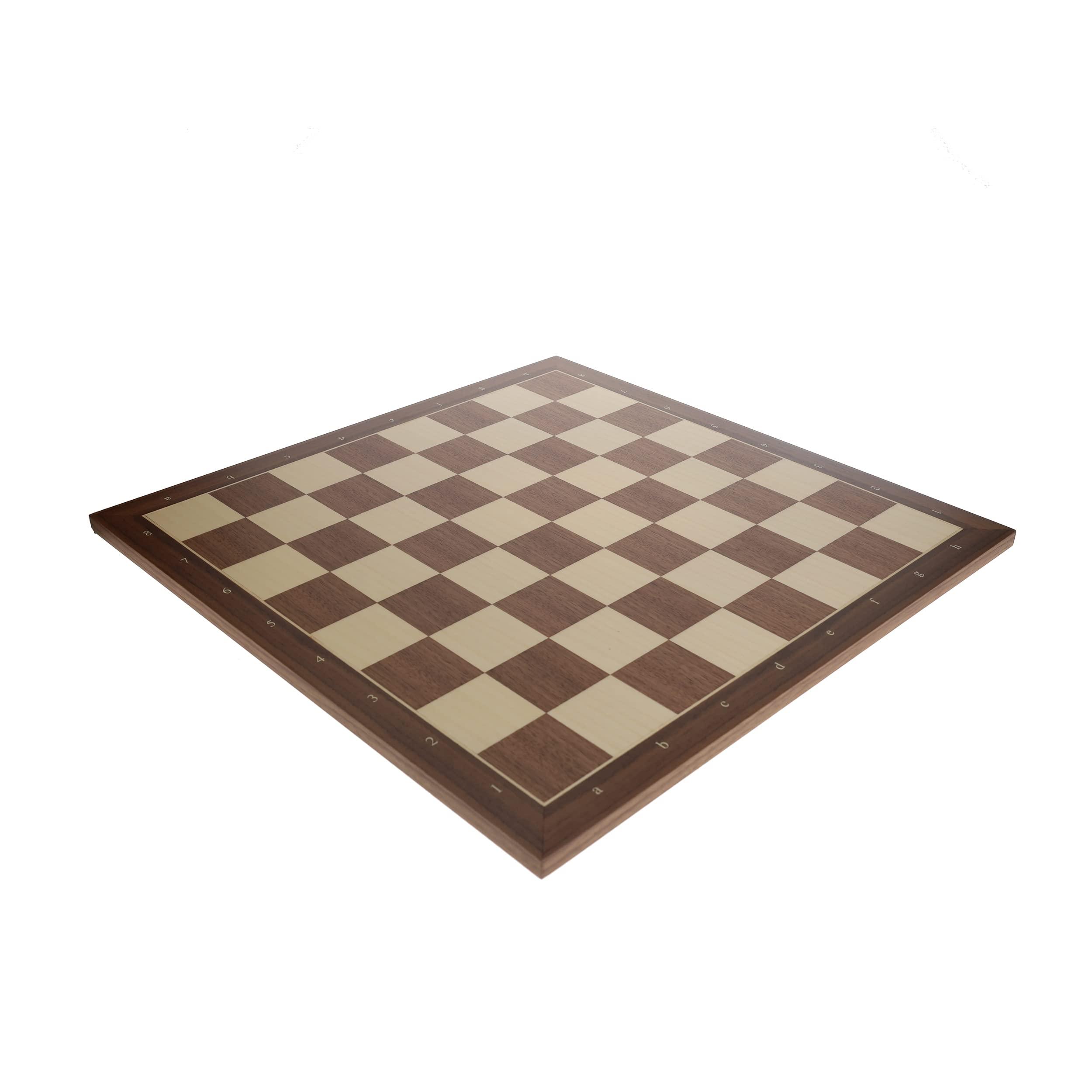 WE Games WE Games Walnut and Sycamore Wooden Chess Board Only 21.25 Inches, Large Chess Board for Adults, Luxury Chessboard with 2.38 Inch Squares, Algebraic Notation