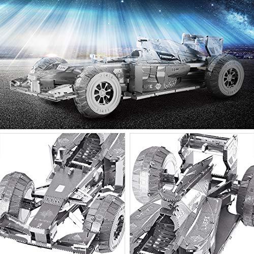 Piececool Piececool 3D Metal Puzzles, Silver Formula Car Model Kits, DIY 3D Metal Model Cars Kits to Build for Adults, Brain Teaser 3D Puzzles Toys for Teens, Great Birthday New Year Gifts, 69 Pcs