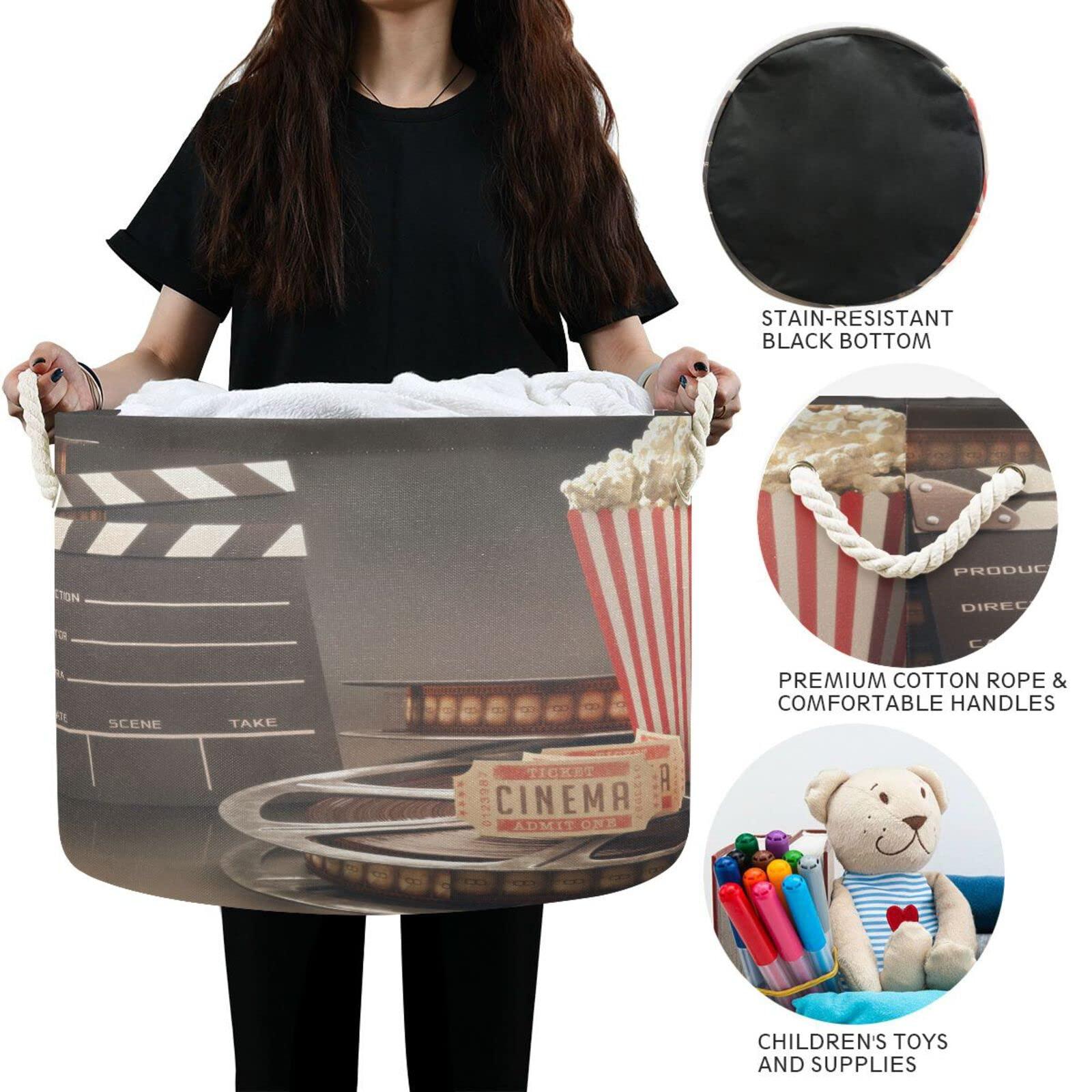 xigua xigua Cotton Rope Basket Movie Theater Popcorn Baby Laundry Basket Blanket Kids Toy Storage Basket#115