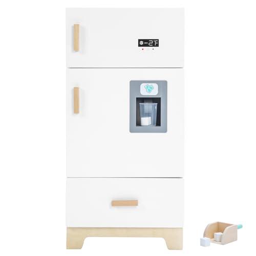 labebe labebe - Kitchen Wooden Fridge | Fridge Freezer for Toddlers, Kids\' Kitchen Playset Toy, Baby Cabinet Refrigerator Pretend Play Furniture White for Children Boy & Girl(15.8\" 13.827)